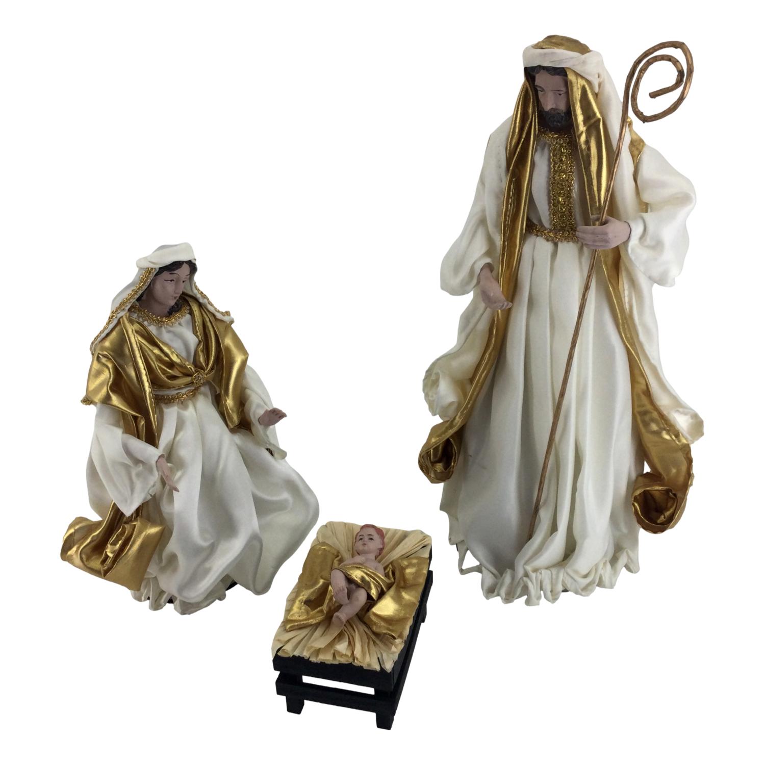 Nativity Ivory Gold 3 Piece - Seasonal Decor
