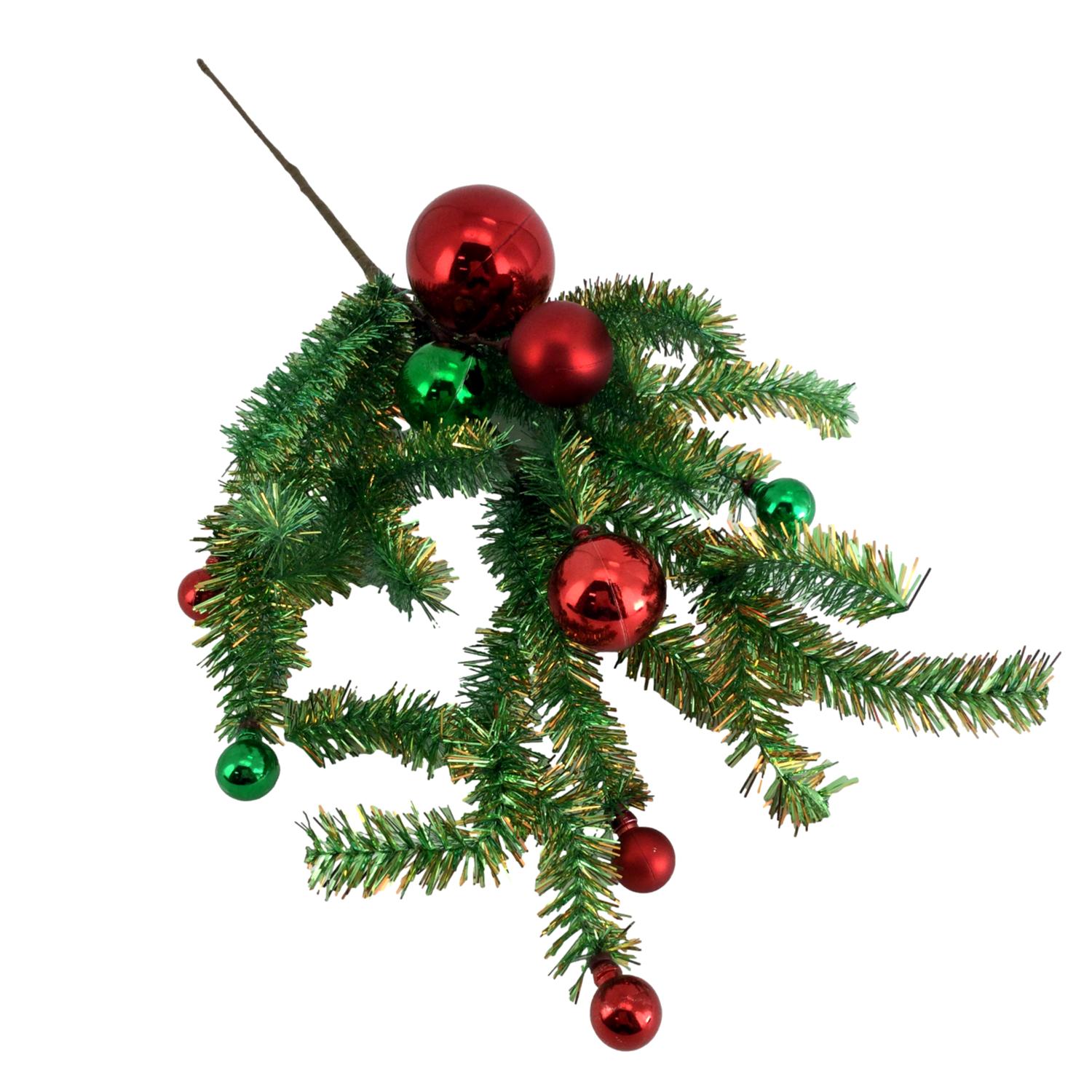 Green Spray With Red Balls - Seasonal Decor
