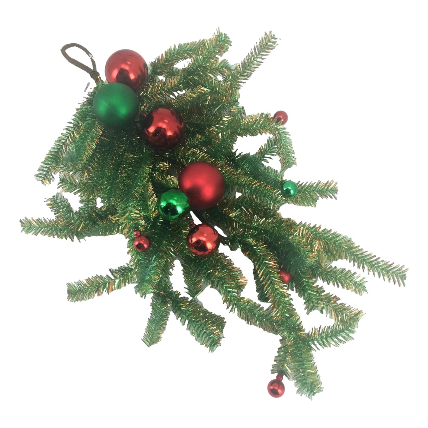 Green Swag With Red Balls - Seasonal Decor