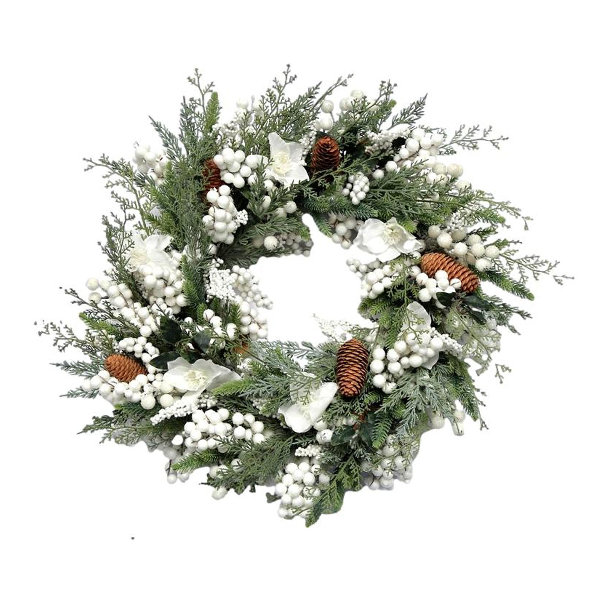 White Berry Green Wreath - Seasonal Decor