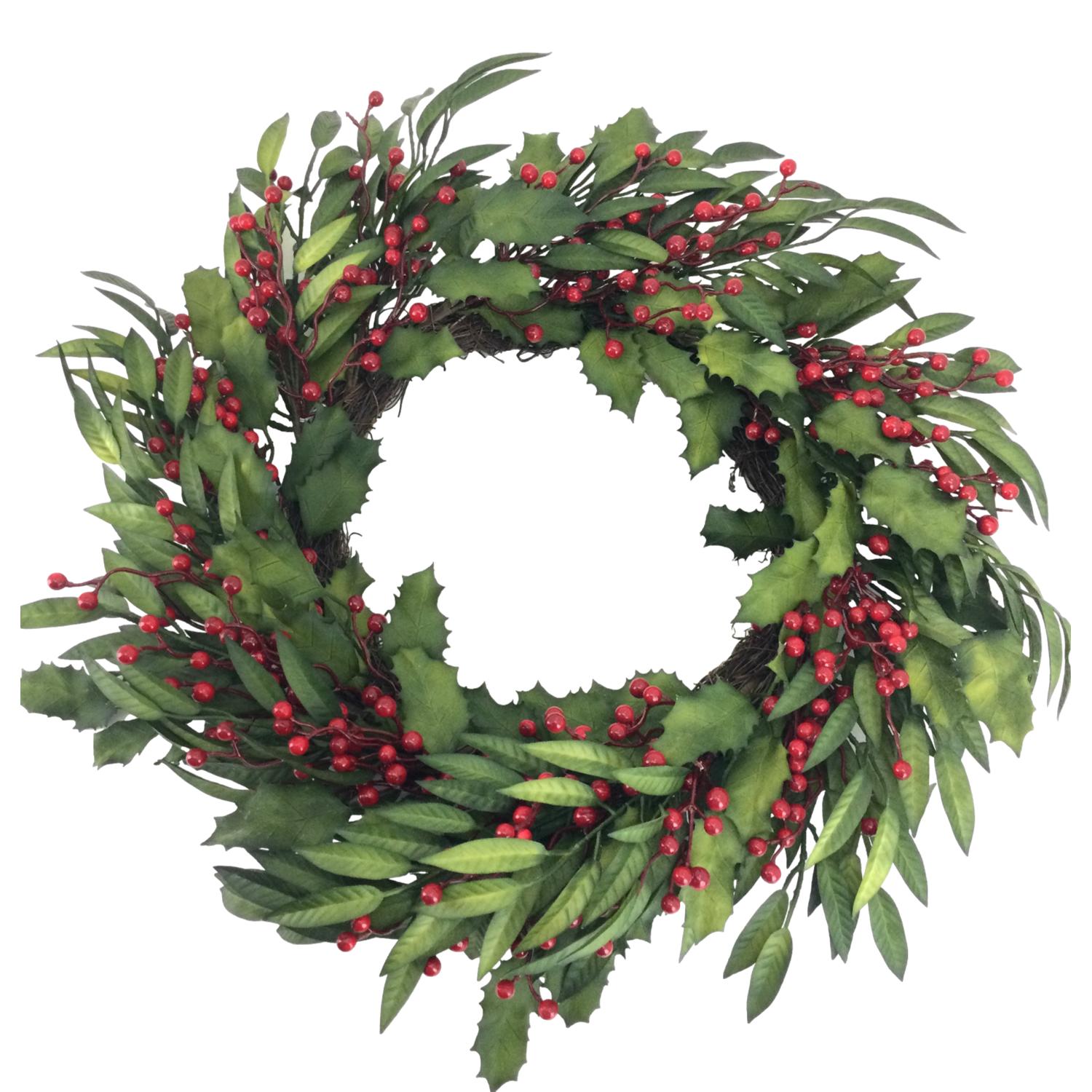Green Red Berry Wreath - Seasonal Decor