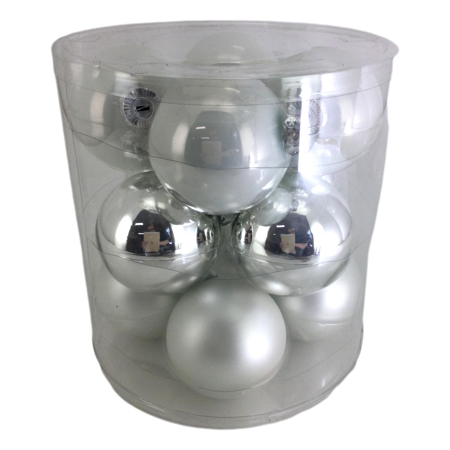 Silver Glass Ball Tub 8cm - Seasonal Decor