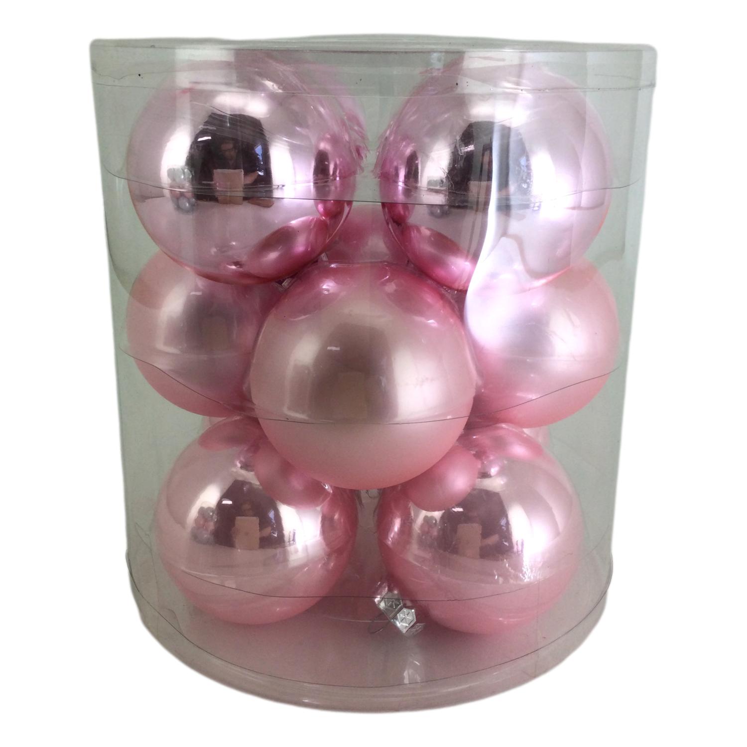 Pink Glass Ball Tub 8cm - Seasonal Decor