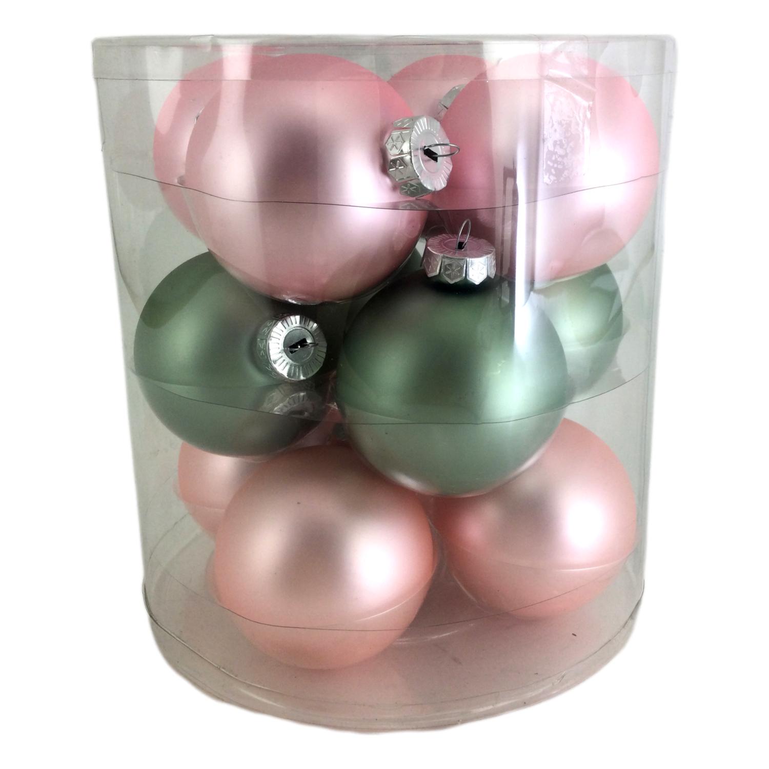 Pink Sage Glass Ball Tub 8cm - Seasonal Decor