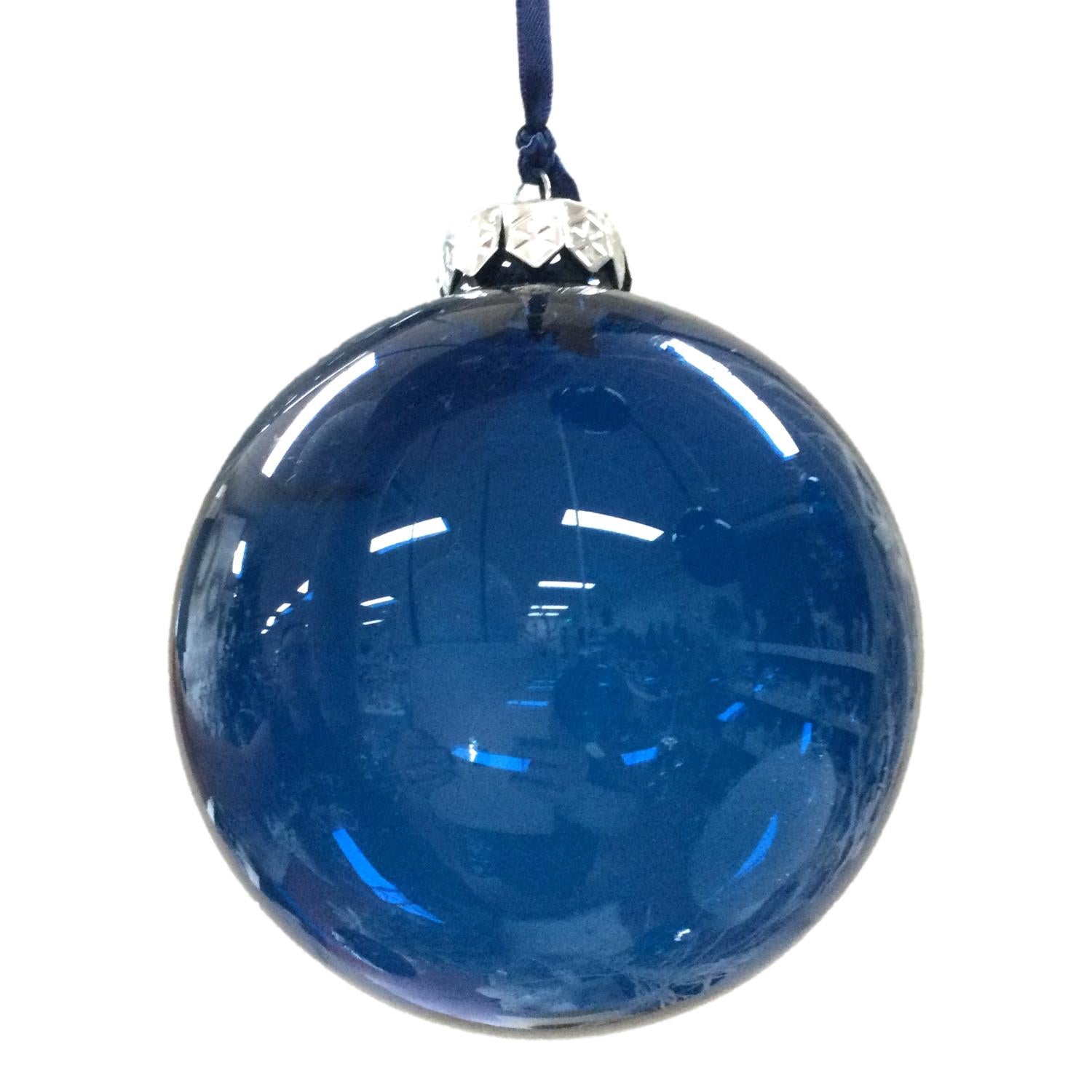 Deep Blue Glass Ball 10cm - Seasonal Decor