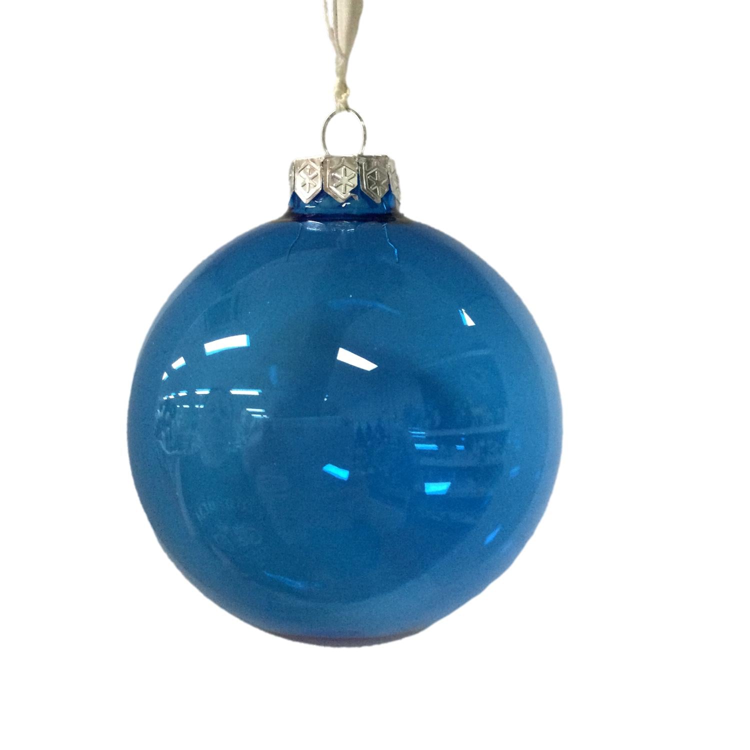 Bright Blue Glass Ball 10C - Seasonal Decor