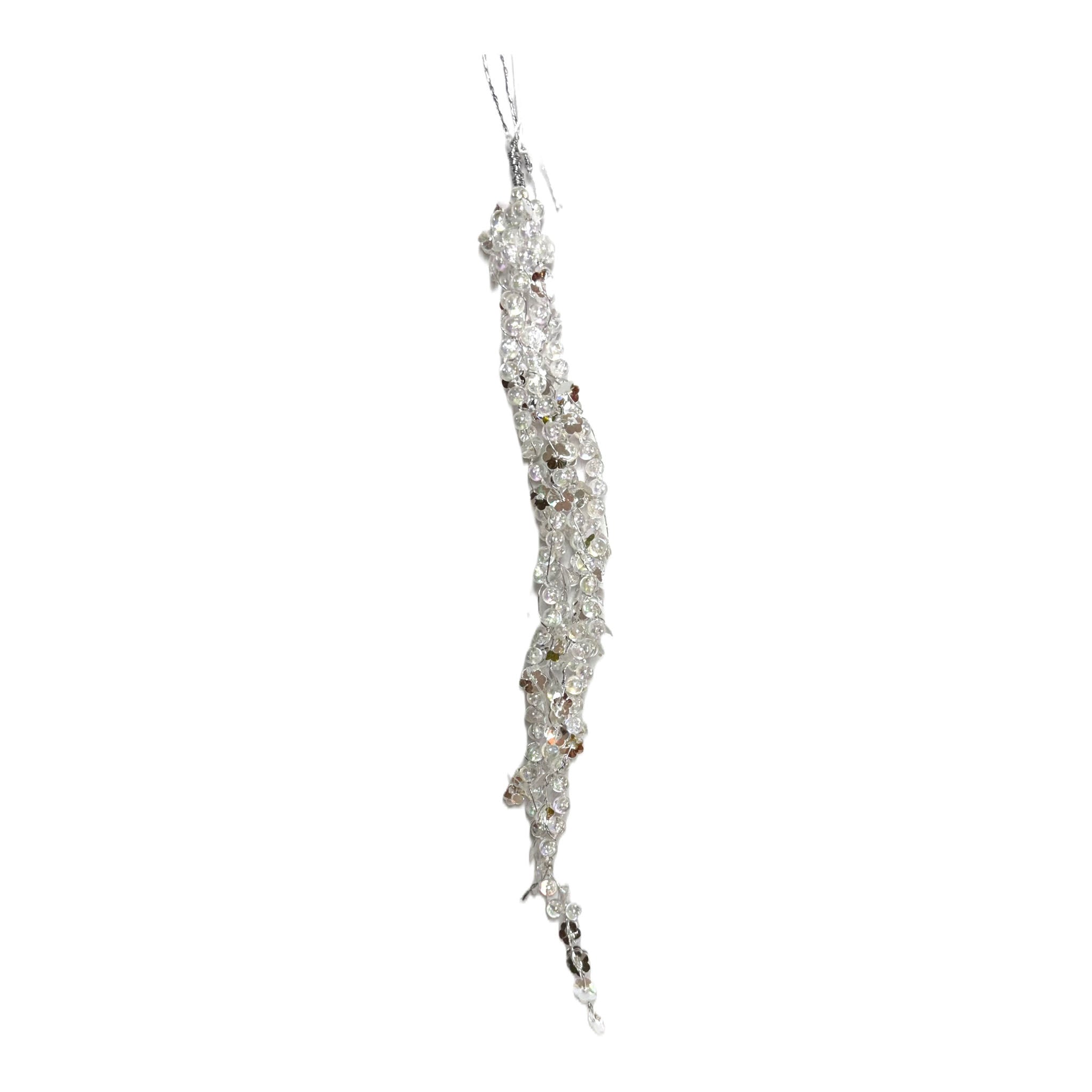 35cm Silver Beaded Icicle - Seasonal Decor