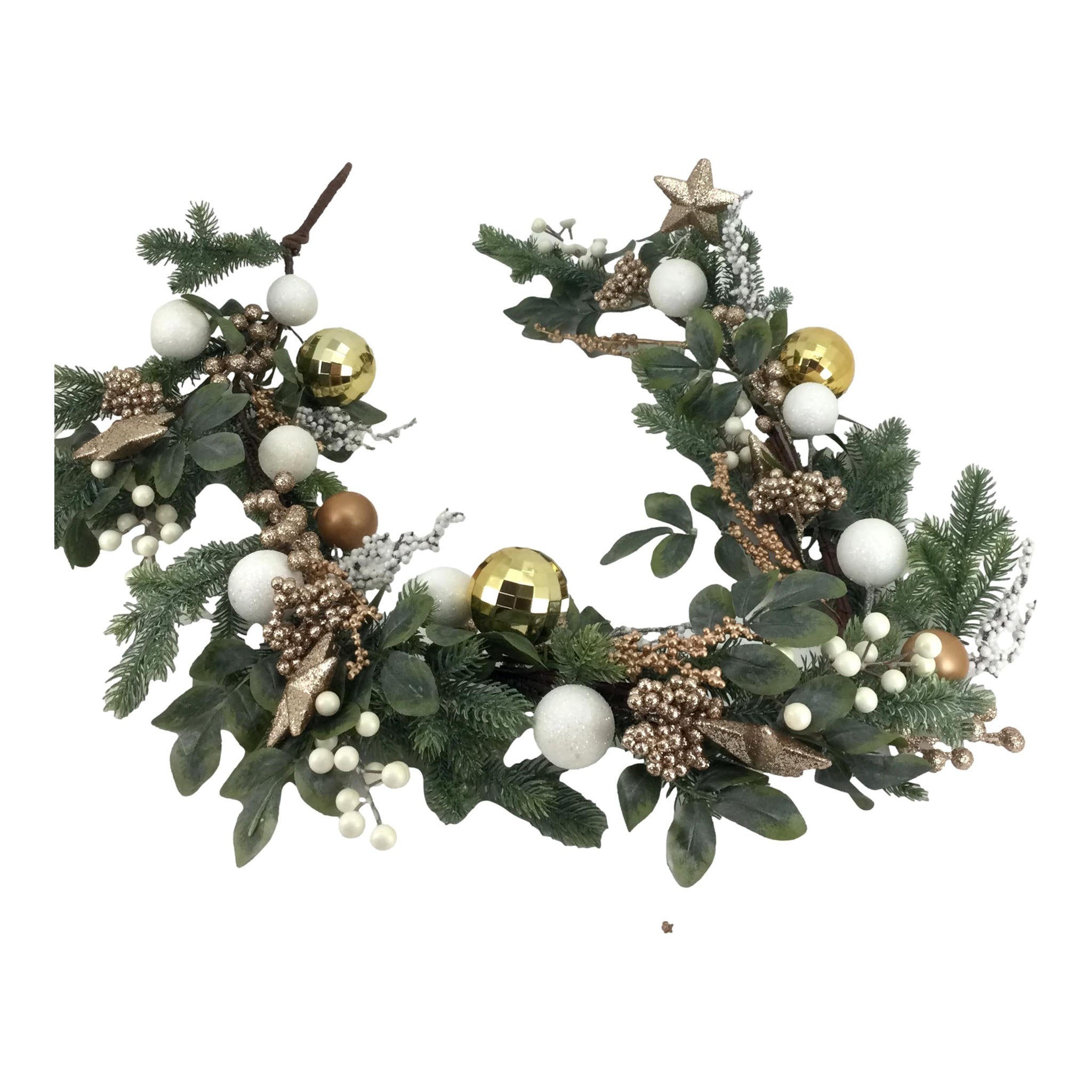 Garland Green Gold White Balls - Seasonal Decor