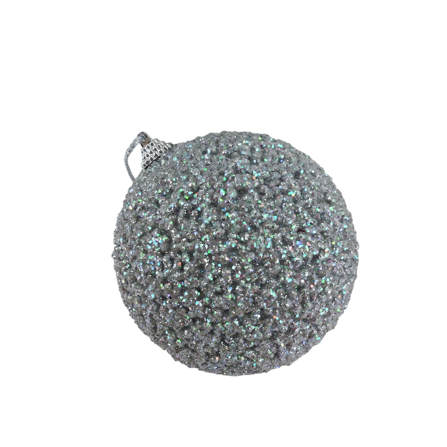 Silver Small Glitter Ball - Seasonal Decor