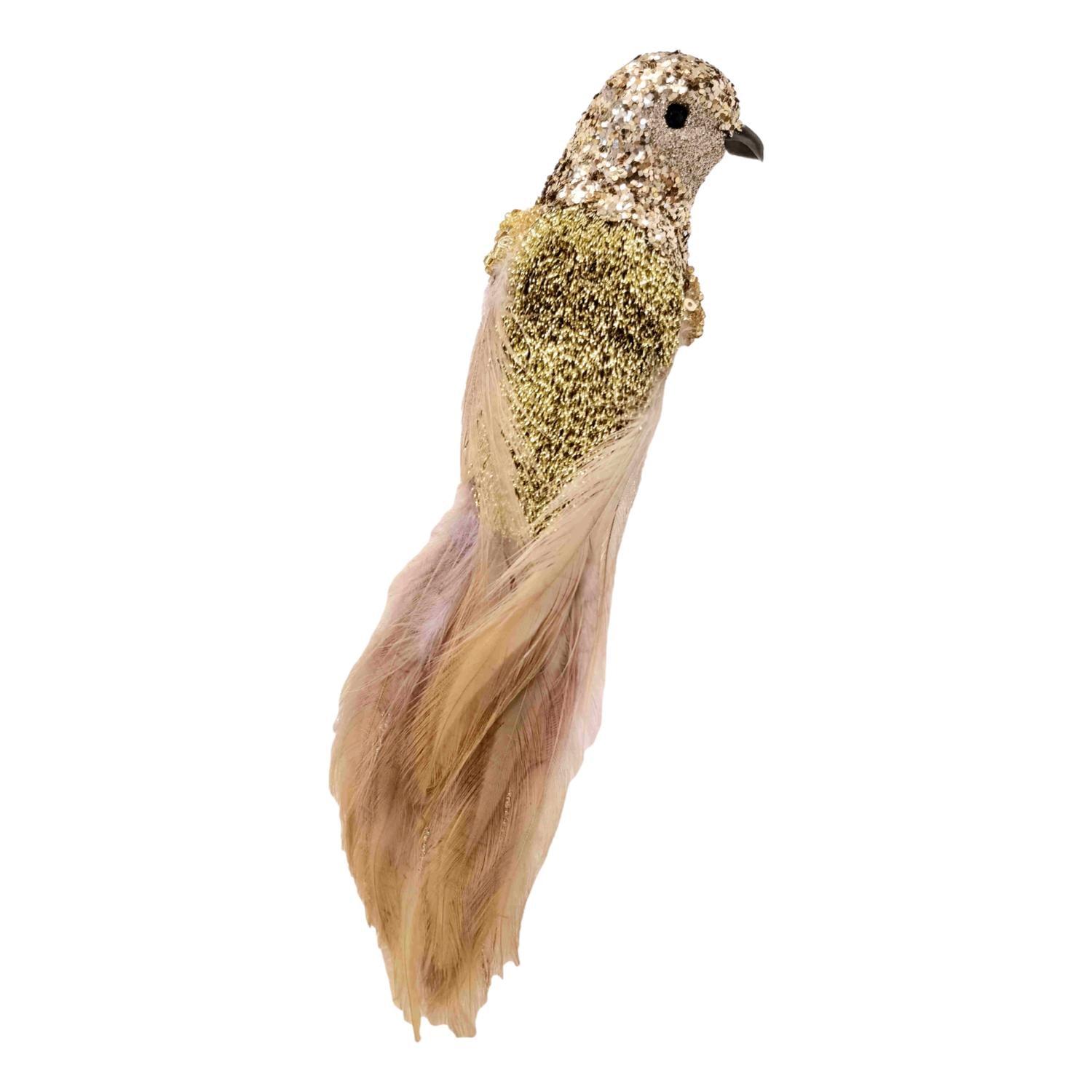 Champagne Faux Feather Bird - Seasonal Decor