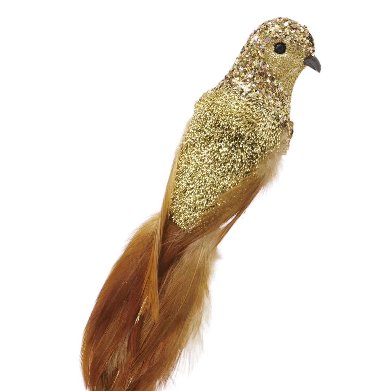 Gold Faux Feather Bird 26cm L - Seasonal Decor