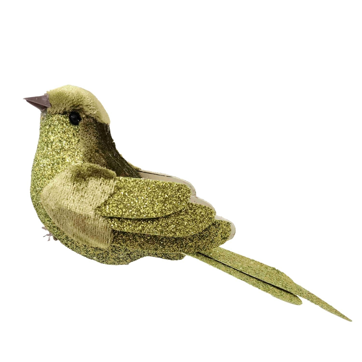 Green Glitter Wings Bird - Seasonal Decor