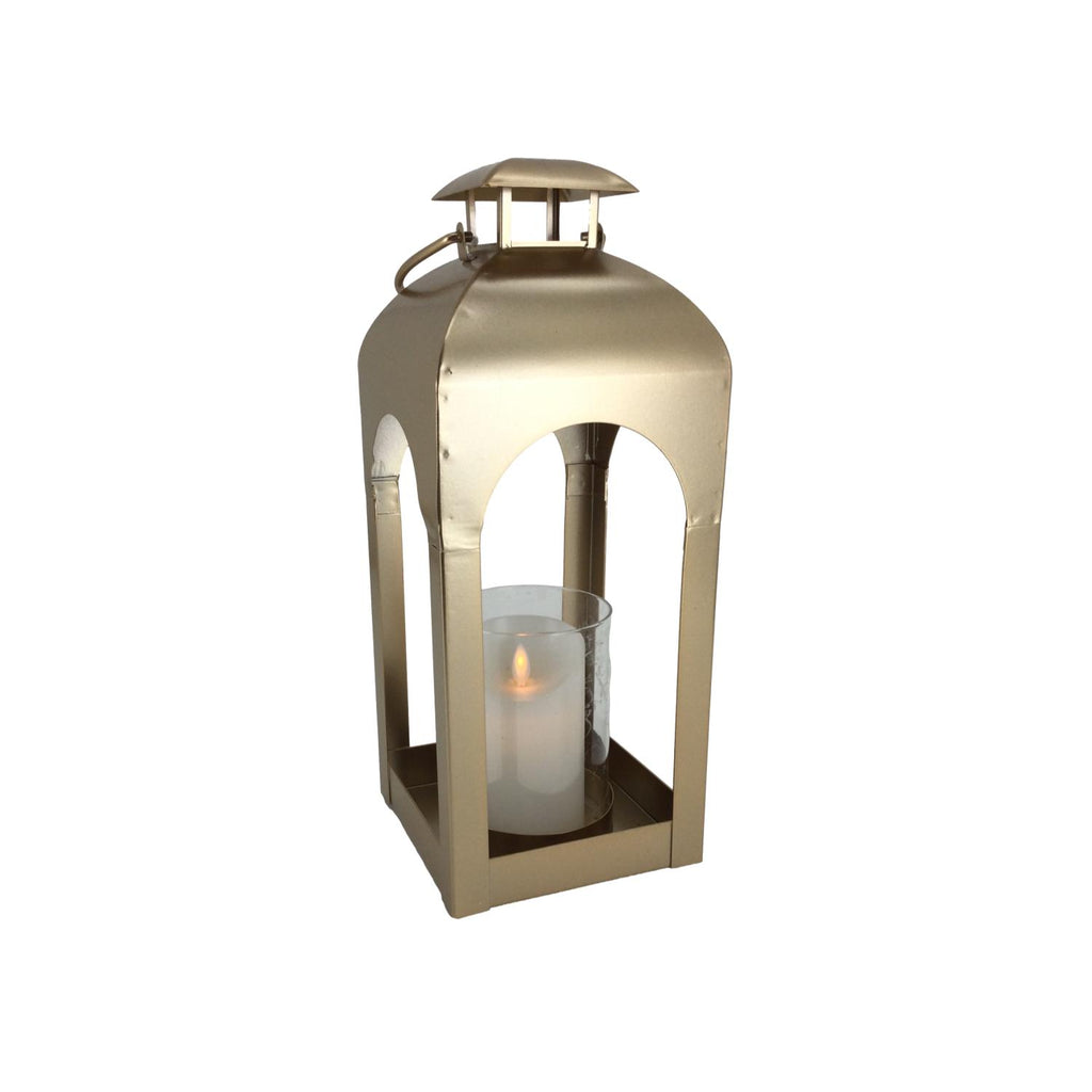 38cm Gold Metal Lantern - Seasonal Decor
