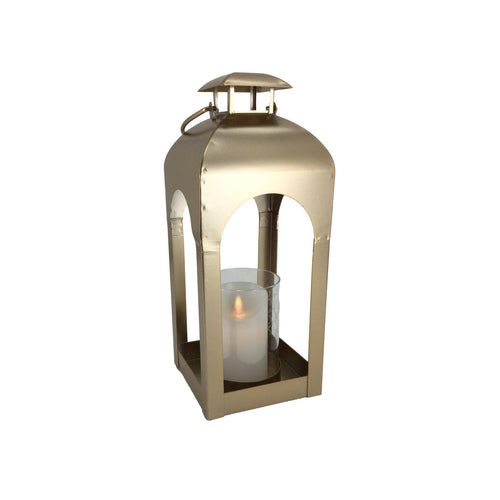 38cm Gold Metal Lantern - Seasonal Decor