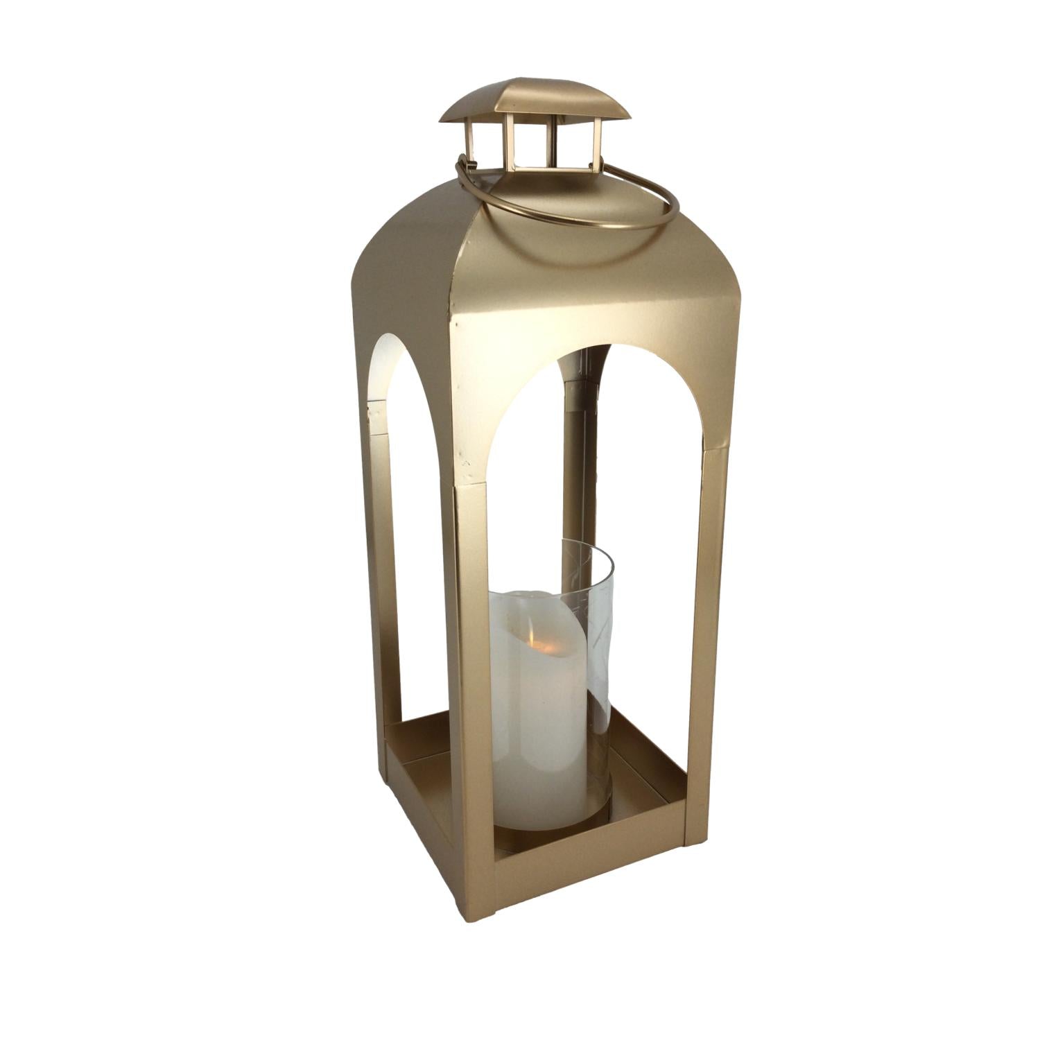 52cm Gold Metal Lantern - Seasonal Decor
