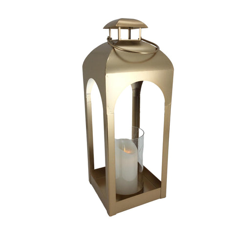52cm Gold Metal Lantern - Seasonal Decor