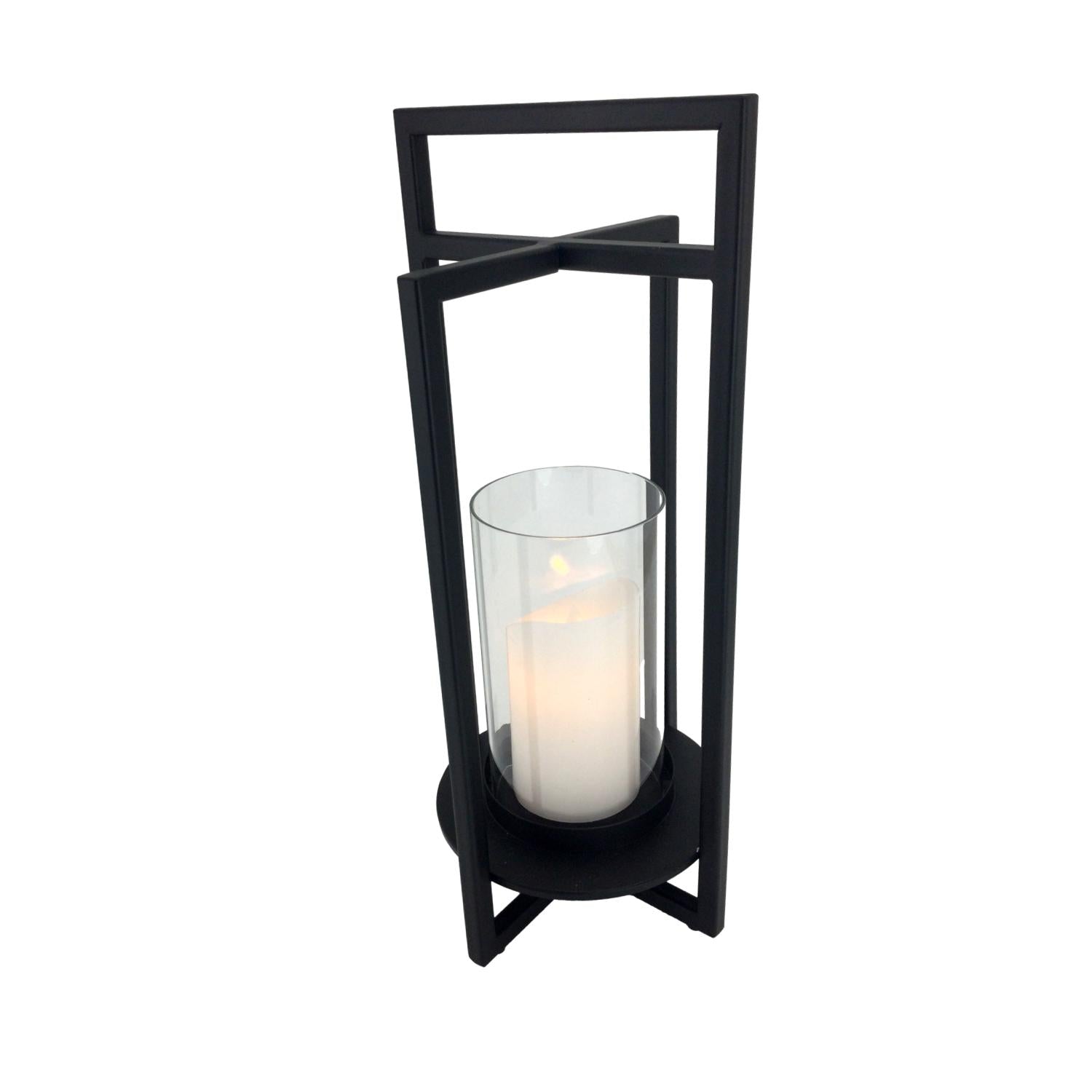 42cm Black Metal Lantern - Seasonal Decor