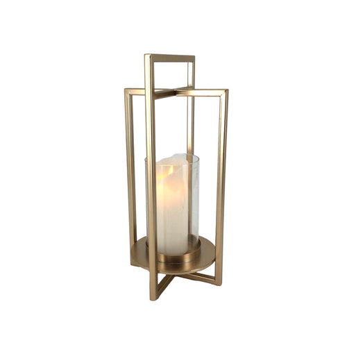 42cm Gold Metal Lantern - Seasonal Decor
