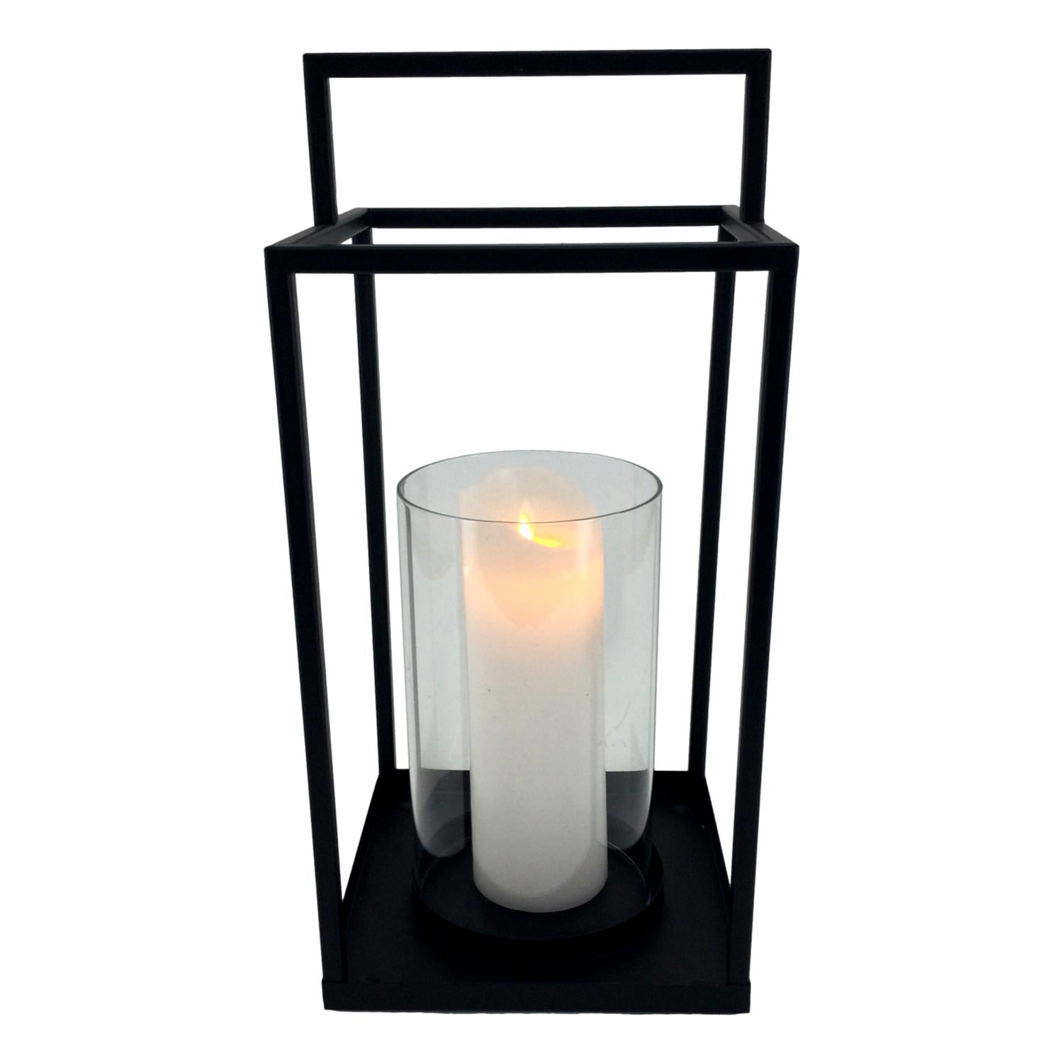 42cm Black Metal Lantern - Seasonal Decor
