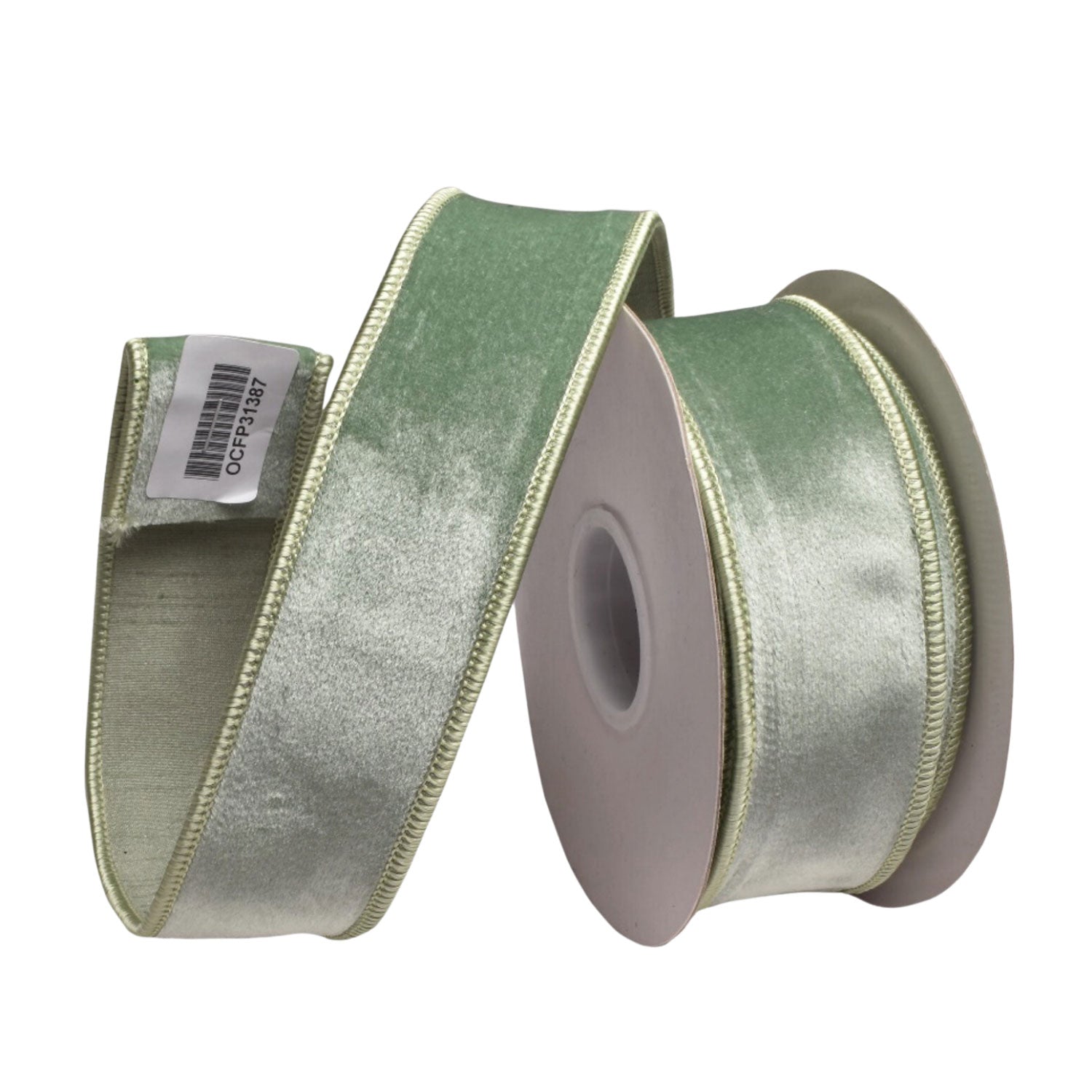 38mm Green Velour Ribbon - Seasonal Decor