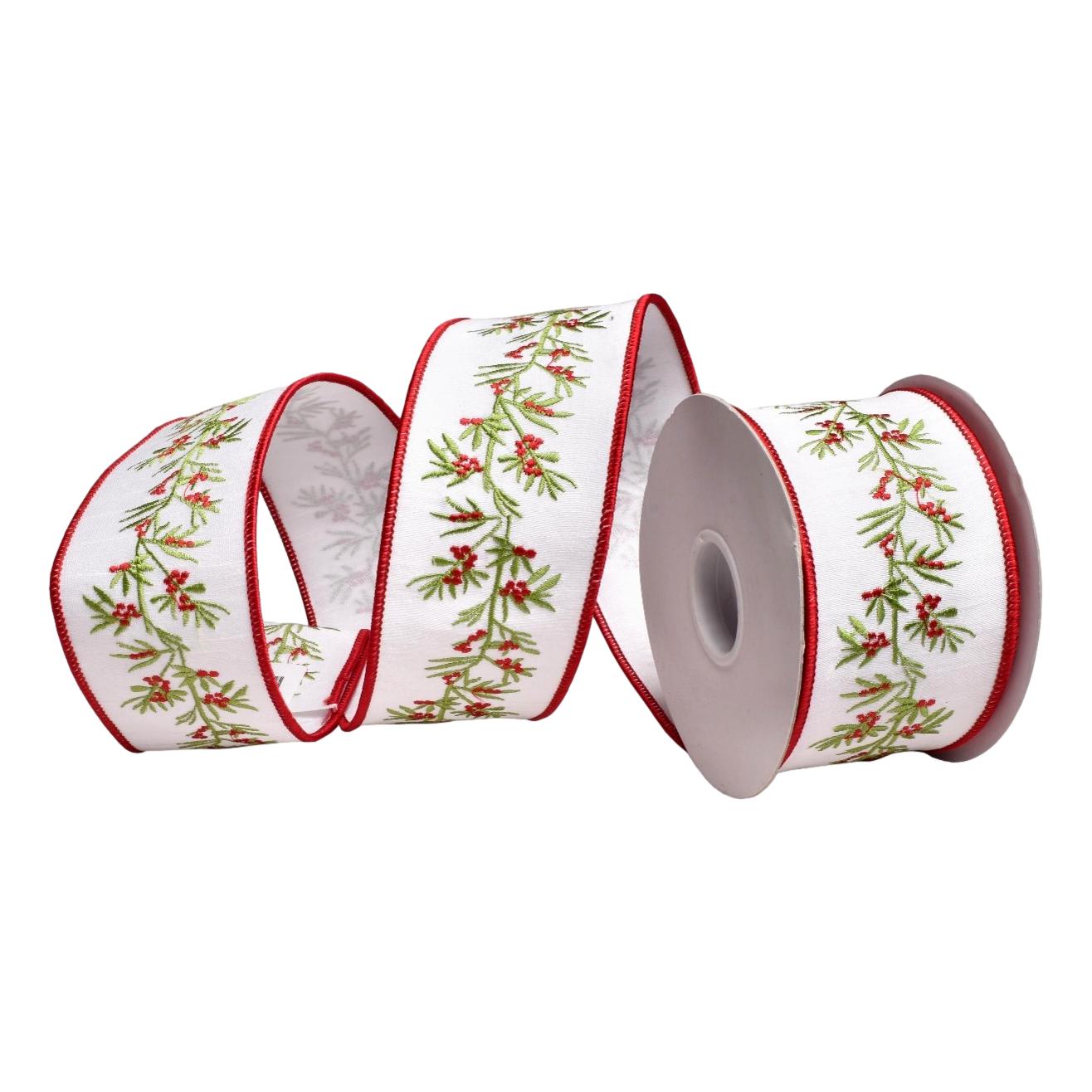 5Yd 64mm Holly Ribbon - Seasonal Decor