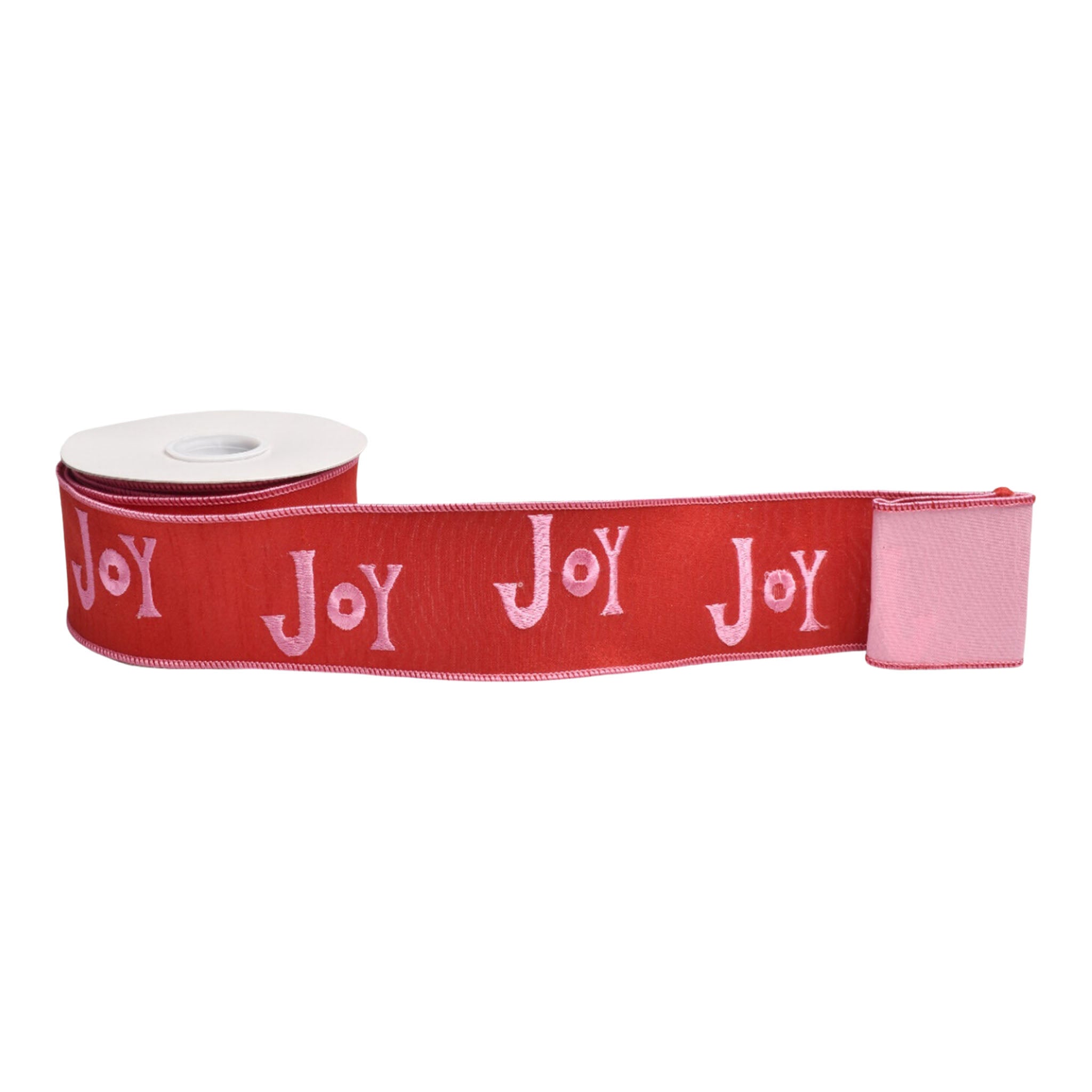 64mm Red Pink Joy Ribbon - Seasonal Decor