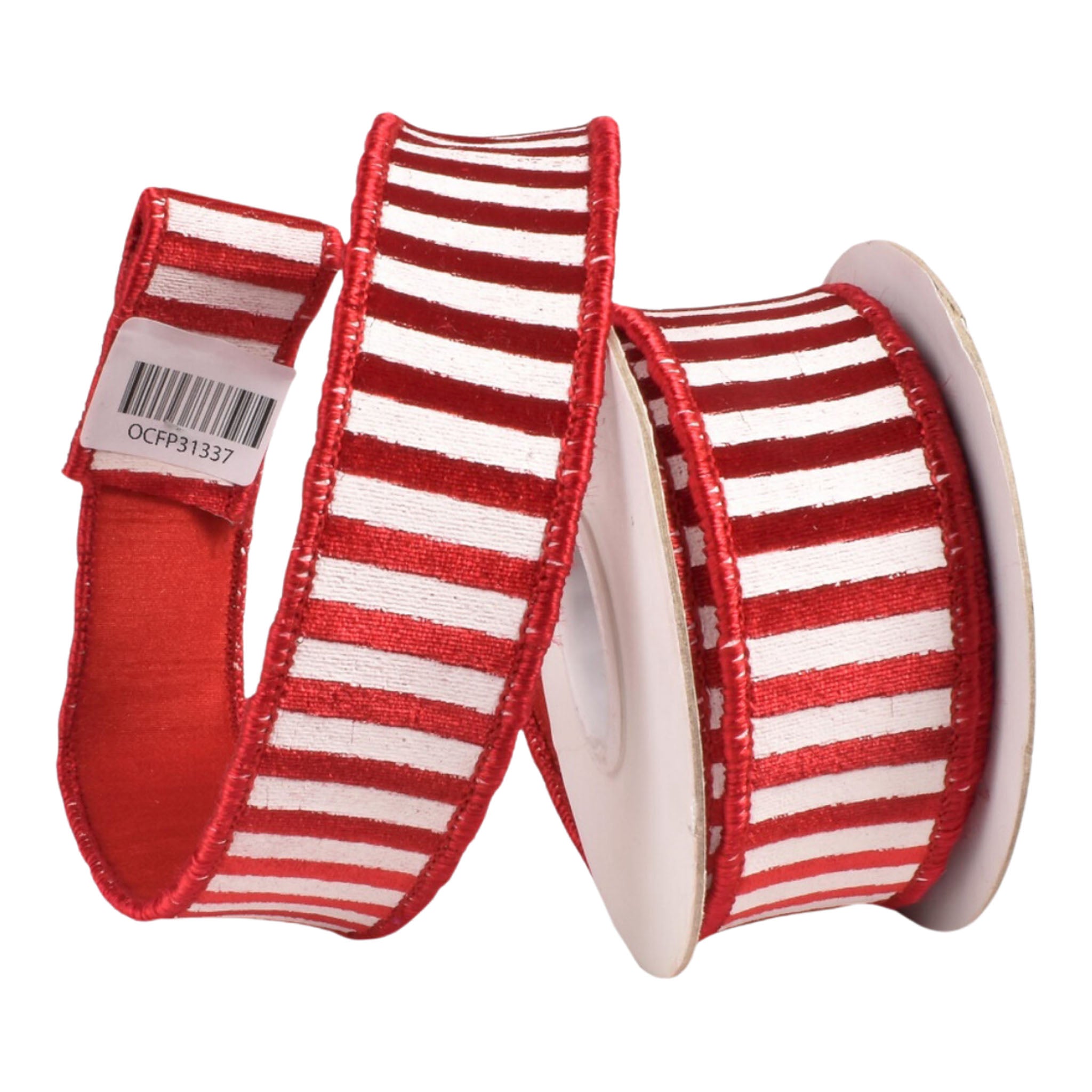 38mm Red White Stripe Ribbon - Seasonal Decor