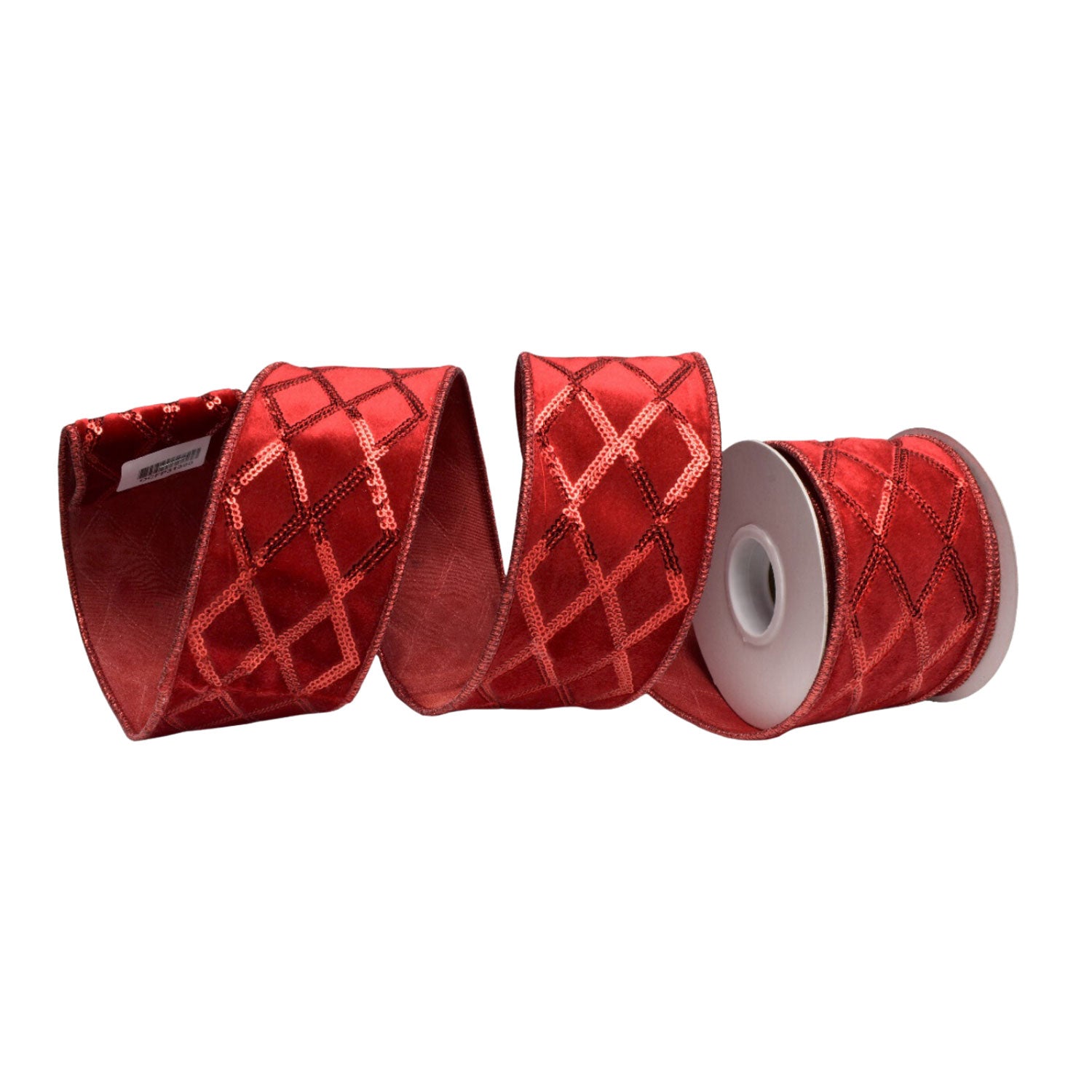5Yd 64mm Red Shinny Harlequin - Seasonal Decor
