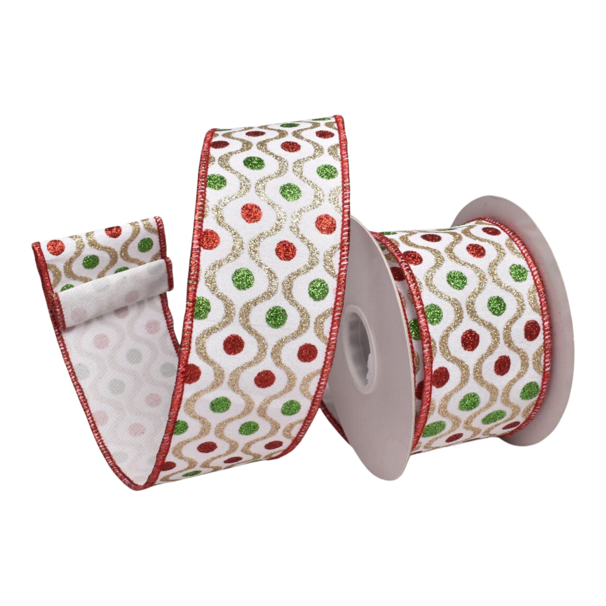 64mm White Red Green Gold - Seasonal Decor