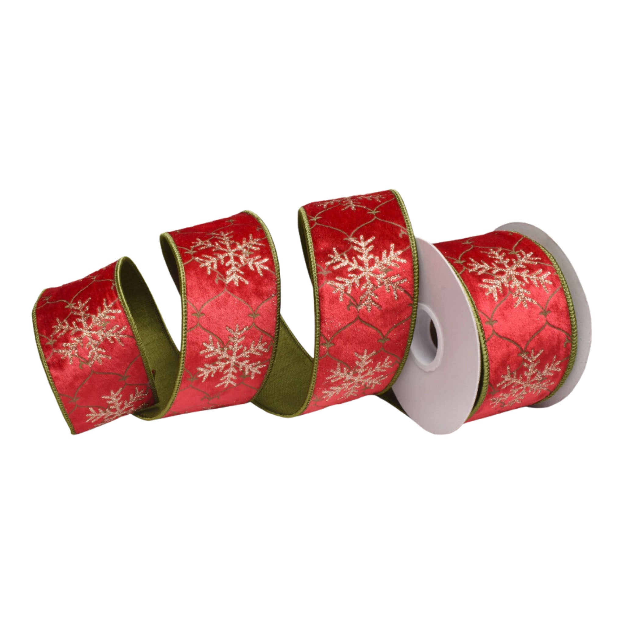 64mm Red Gold Snowflake Print - Seasonal Decor