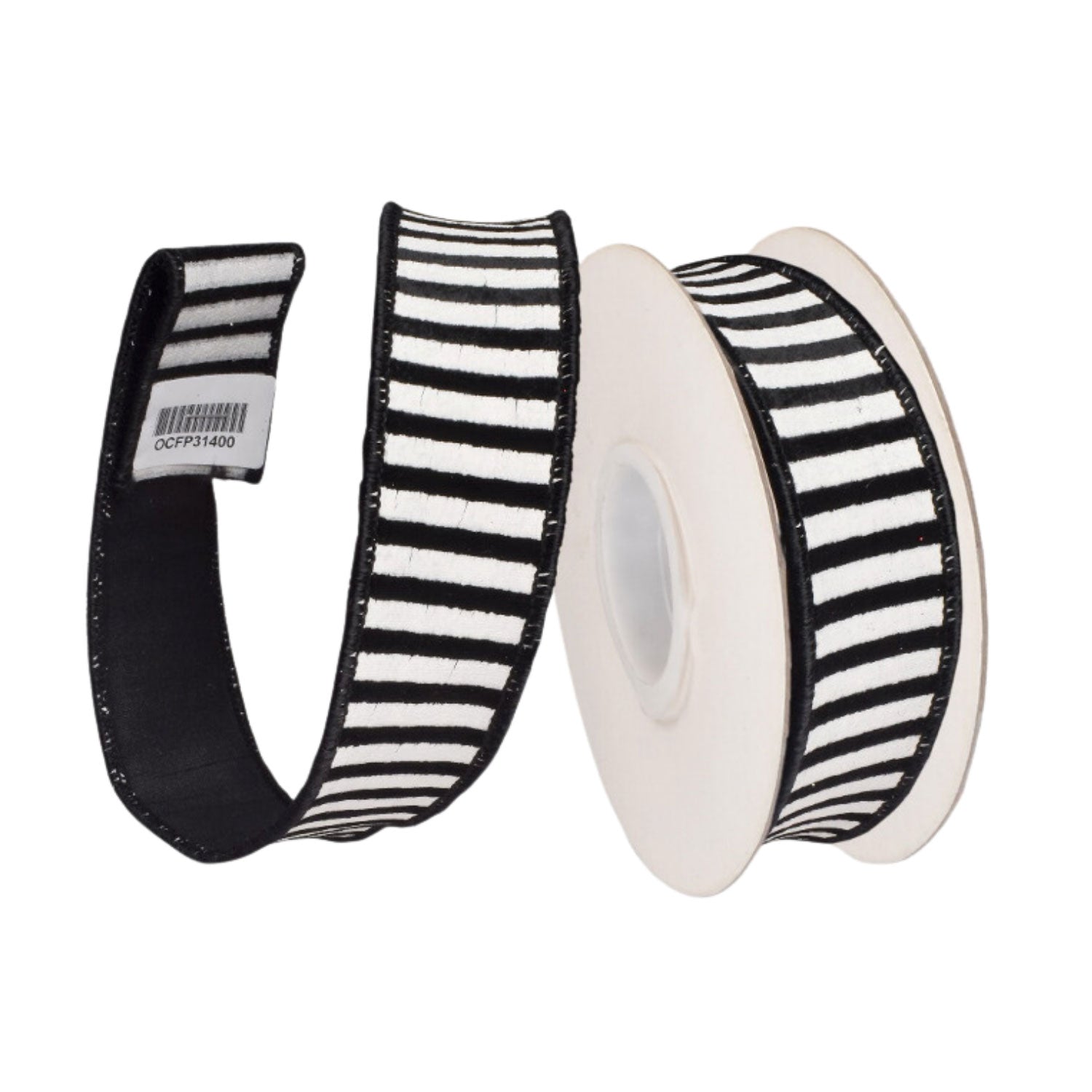 38mm Black White Stripe Ribbon - Seasonal Decor