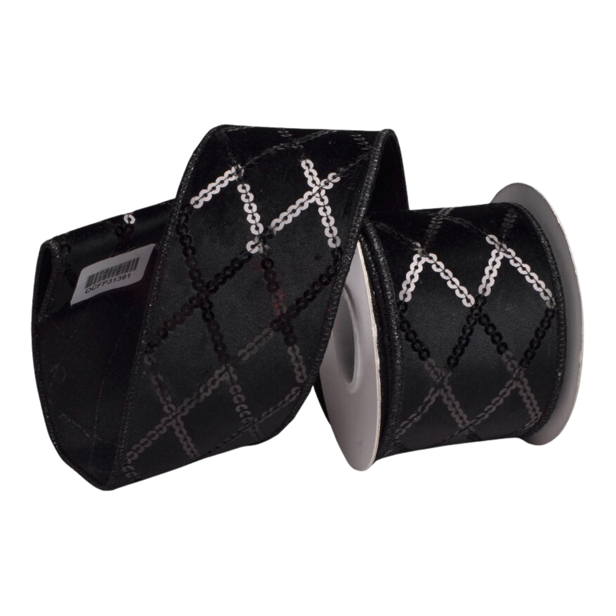 5Yd 64mm Black Harlequin Ribbon - Seasonal Decor