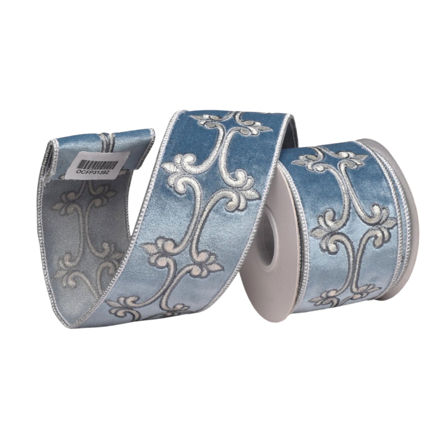 5Yd 64mm Blue Velvet Ribbon - Seasonal Decor