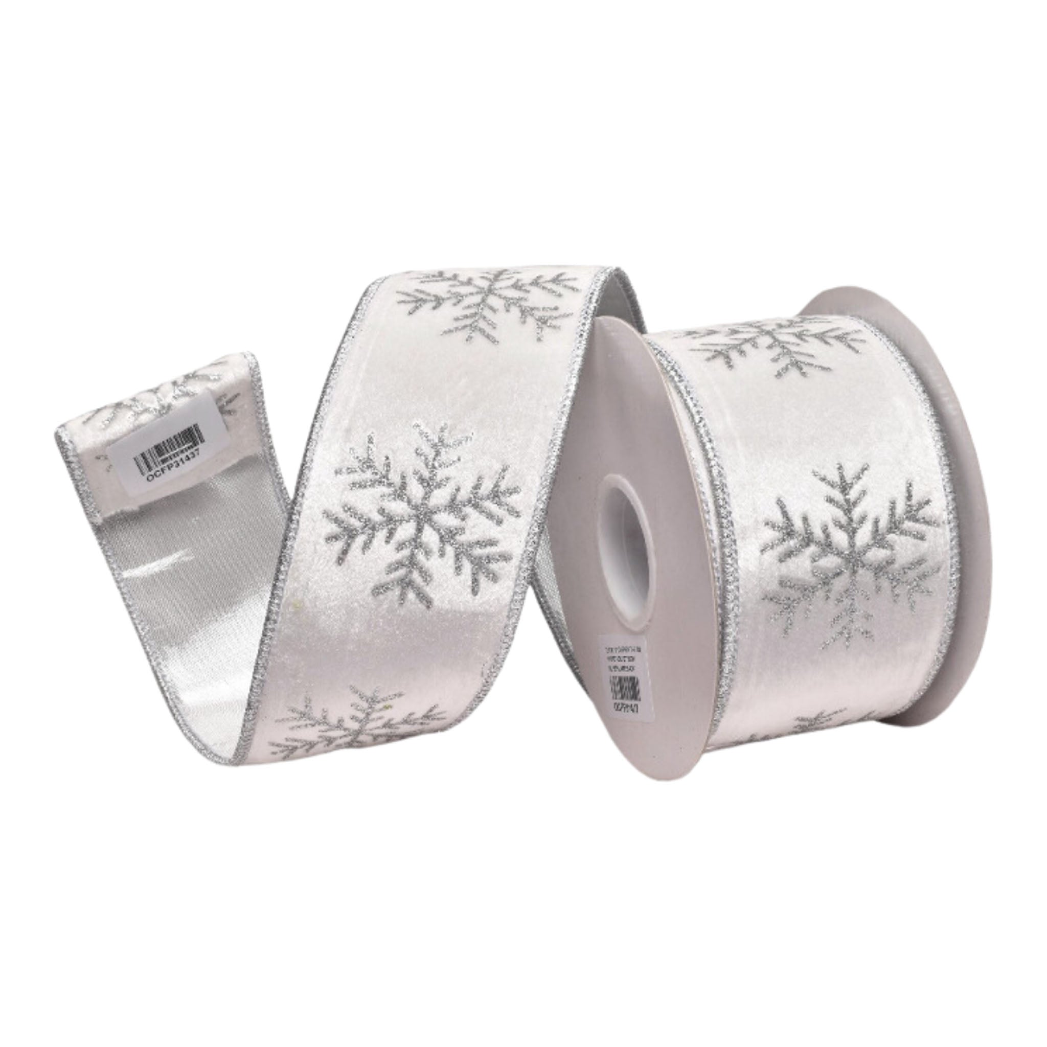 64mm White Snowflake Ribbon - Seasonal Decor