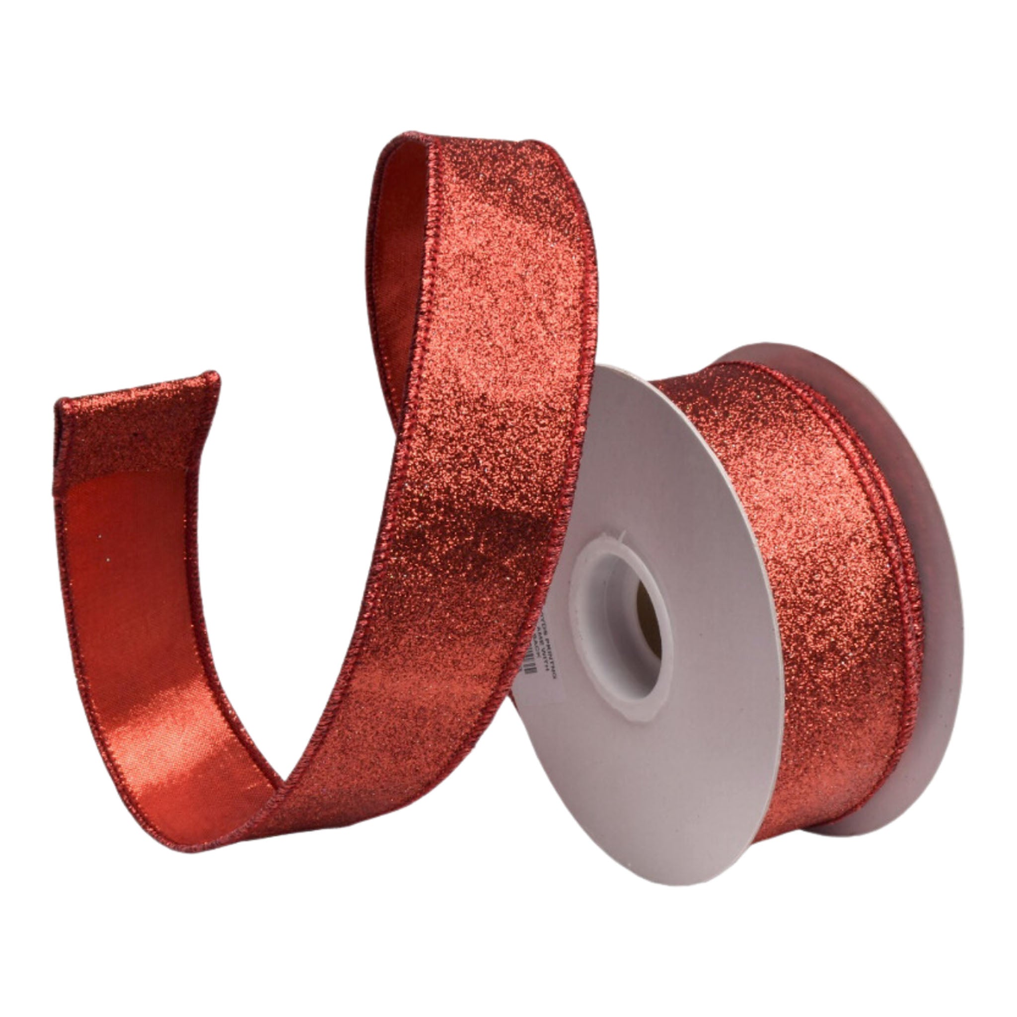 38mm Red Glitter Ribbon - Seasonal Decor