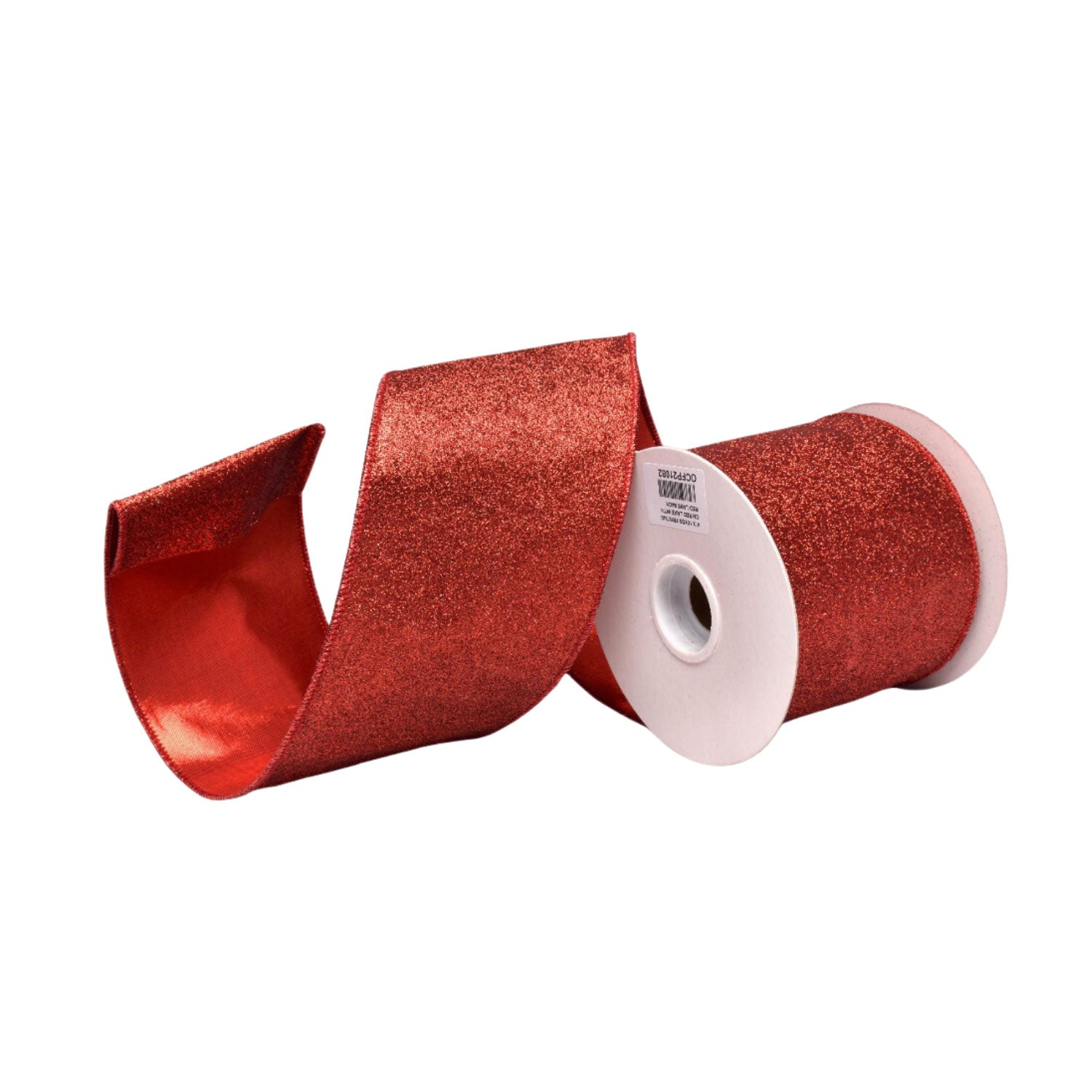 100mm Red Glitter Ribbon - Seasonal Decor