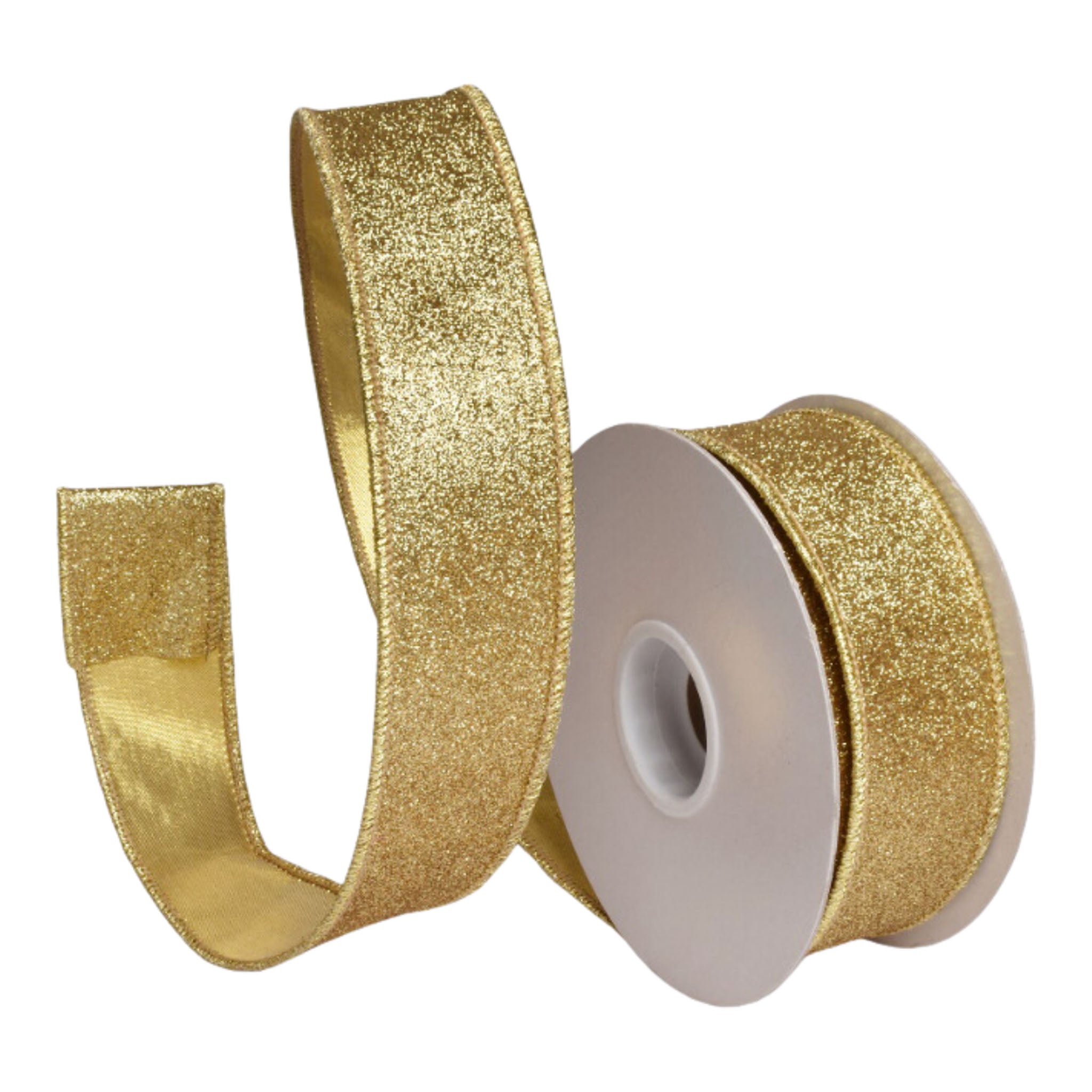 38mm Gold Glitter Ribbon - Seasonal Decor
