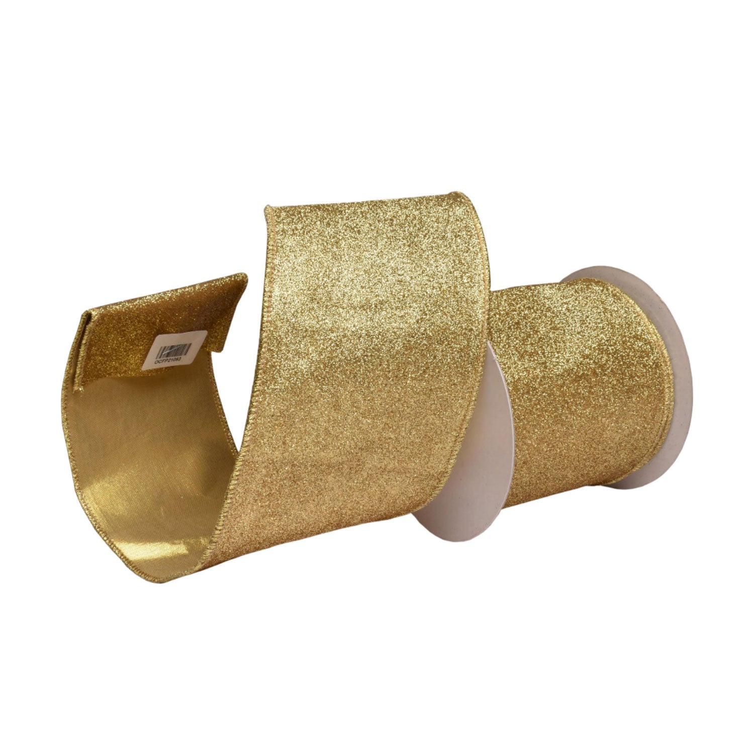 100mm Gold Glitter Ribbon - Seasonal Decor