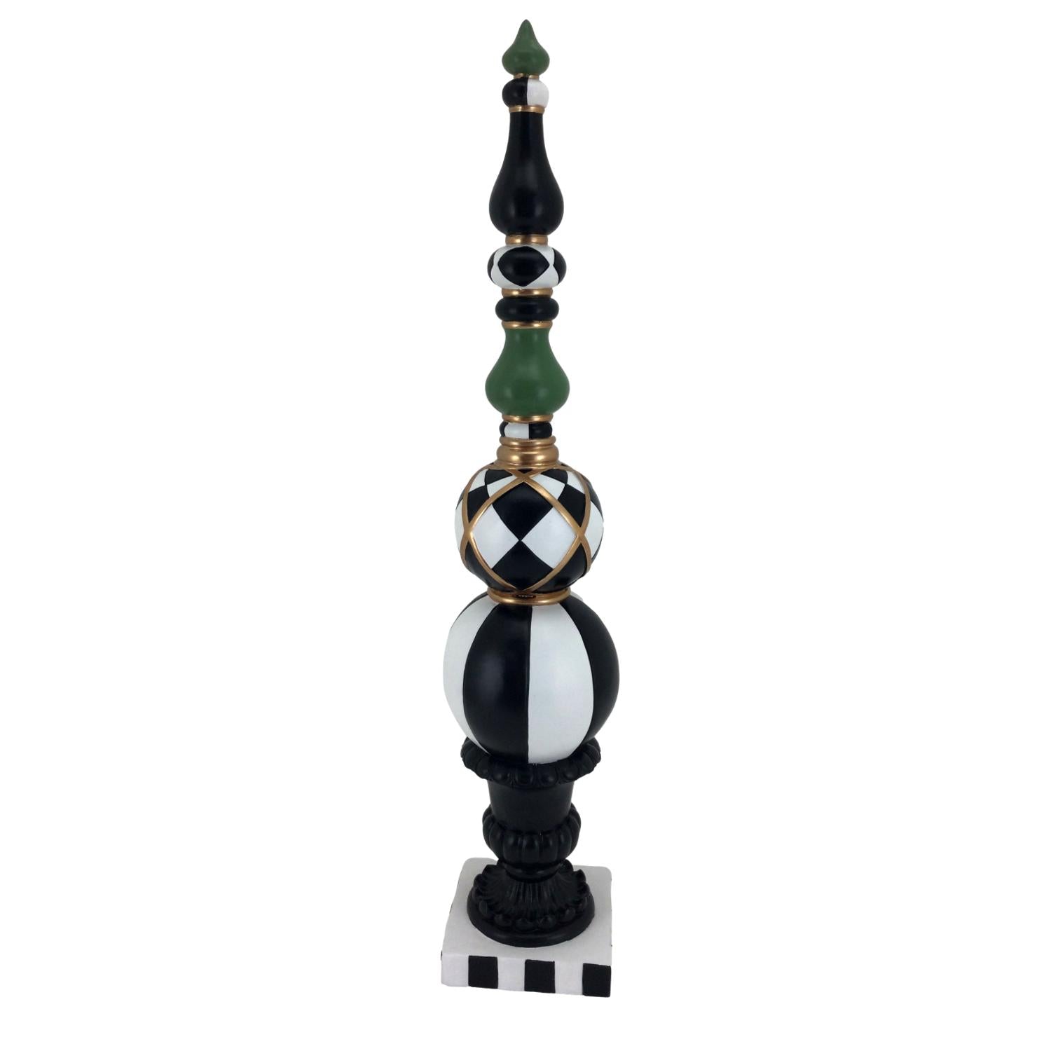 63cm Finial Green Black White - Seasonal Decor