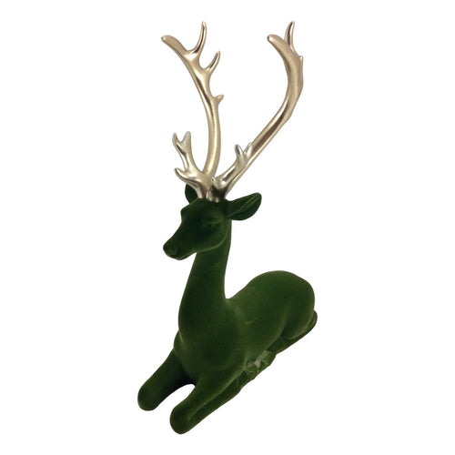 Green Gold Sitting Deer - Seasonal Decor
