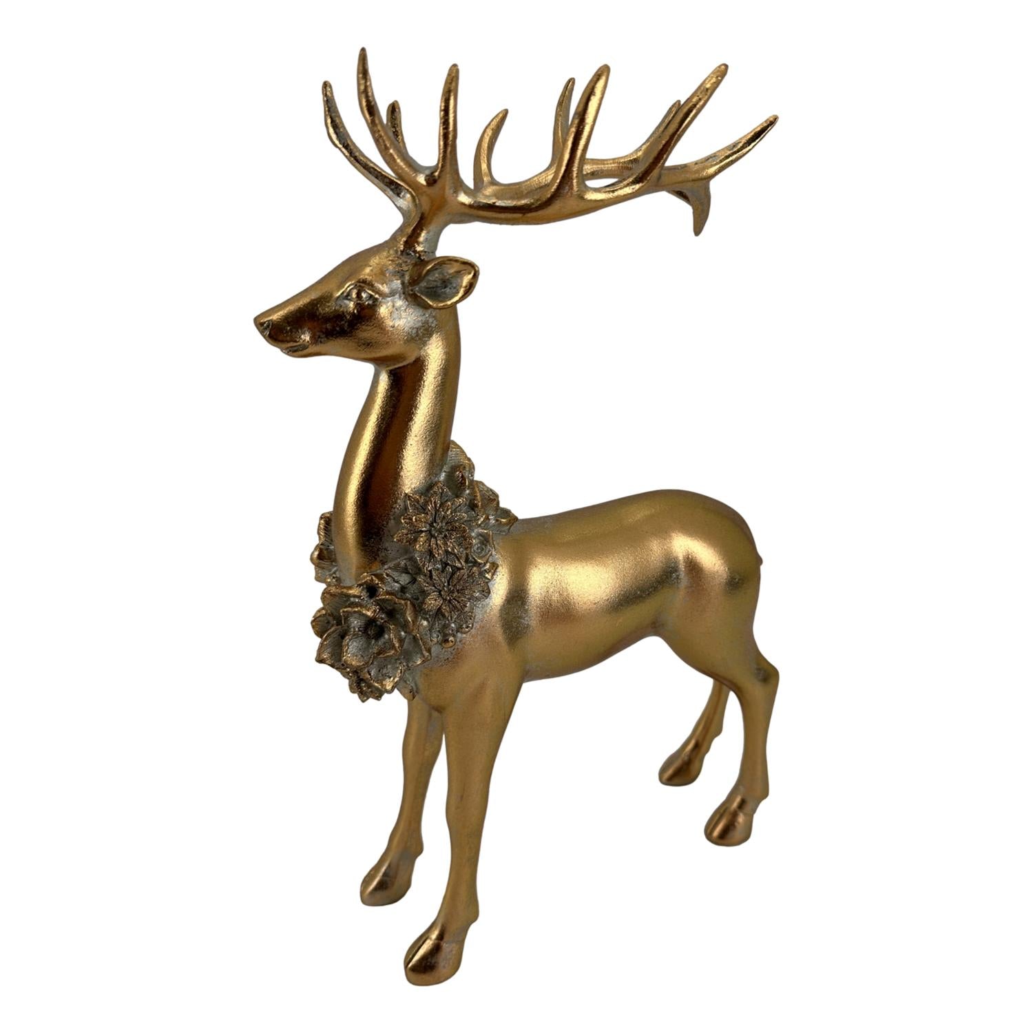 35cm Gold Standing Reindeer - Seasonal Decor