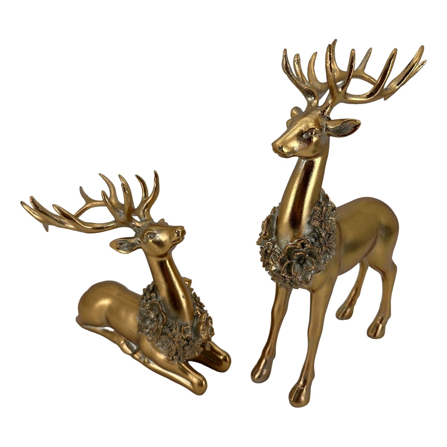 35cm Gold Standing Reindeer - Seasonal Decor