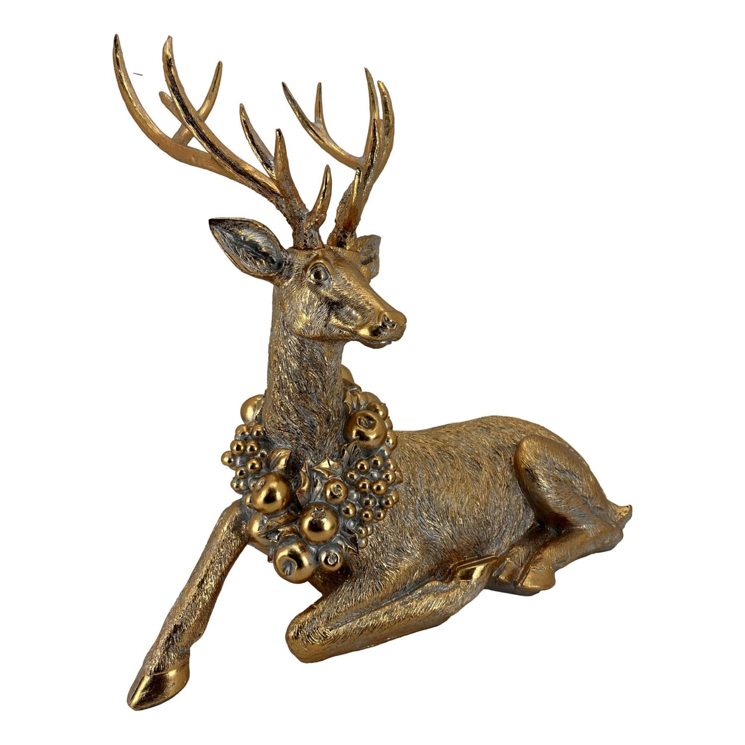 72cm Gold Sitting Deer - Seasonal Decor