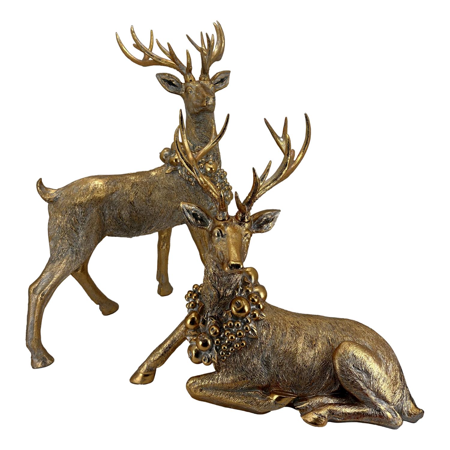 72cm Gold Sitting Deer - Seasonal Decor