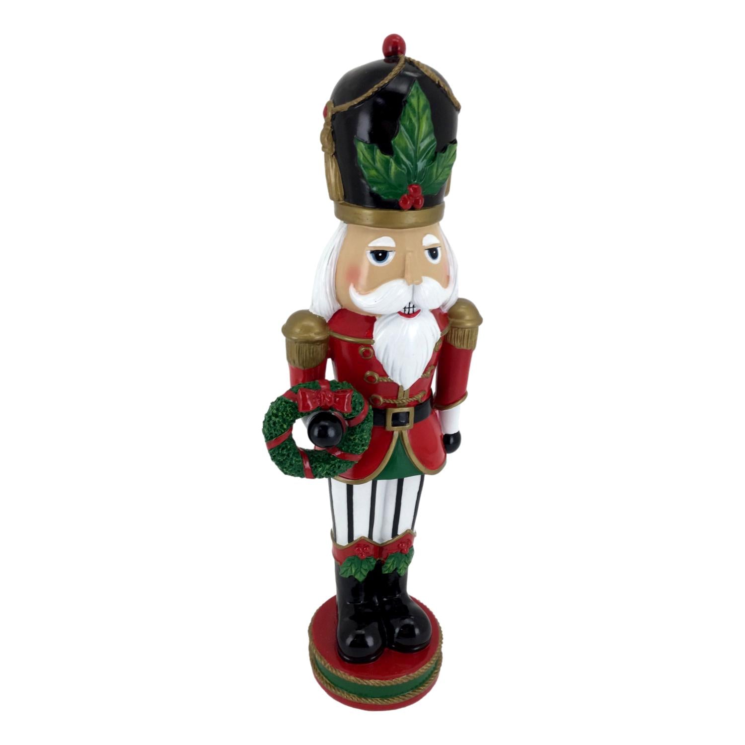 45cm Traditional Nutcracker With Wreath - Seasonal Decor