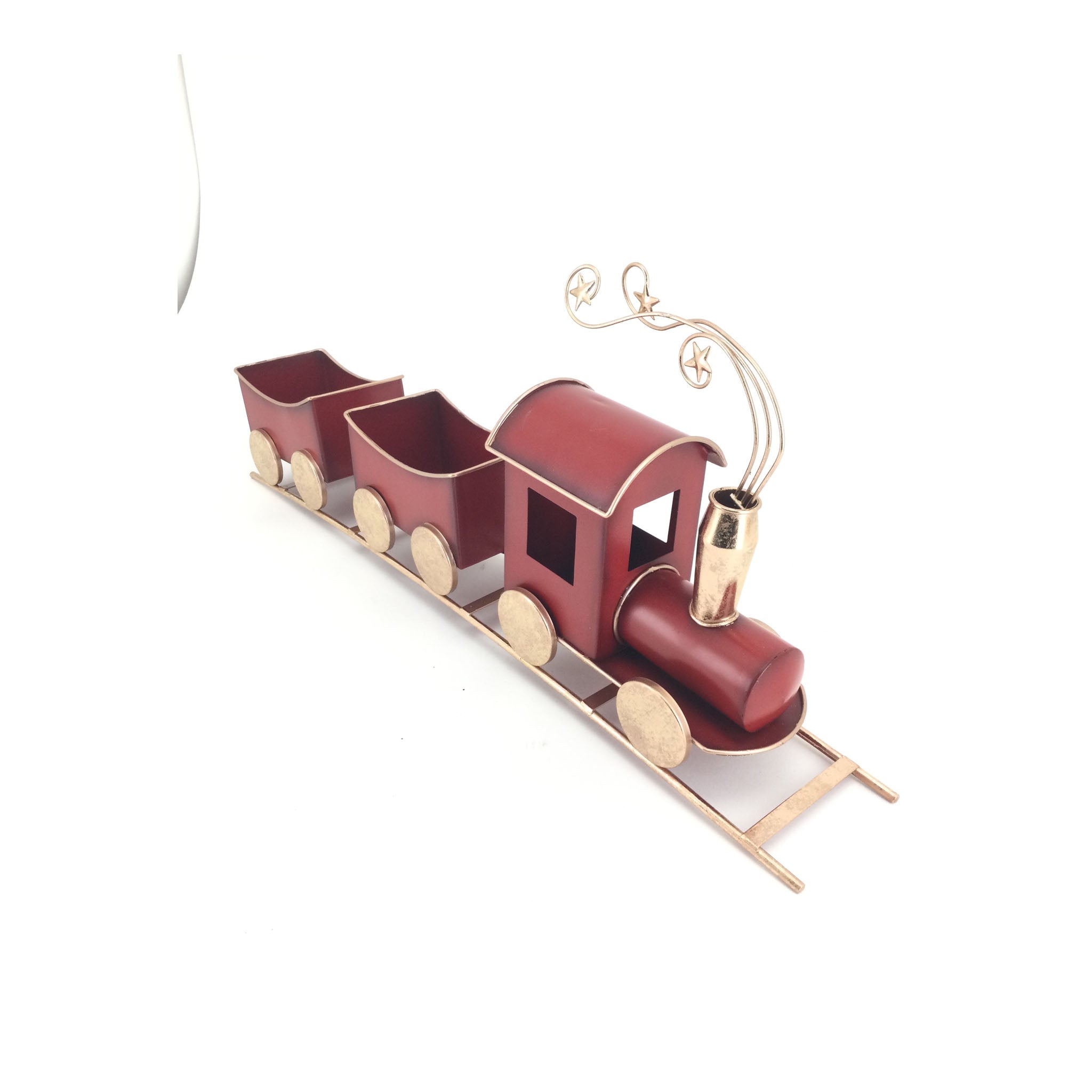 Red Metal Christmas Train - Seasonal Decor