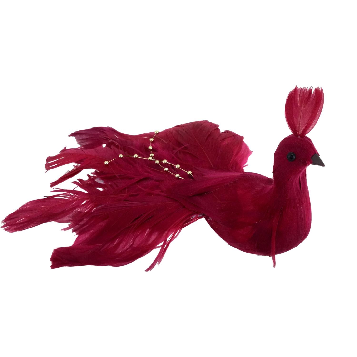 Red Peacock L 23cm - Seasonal Decor