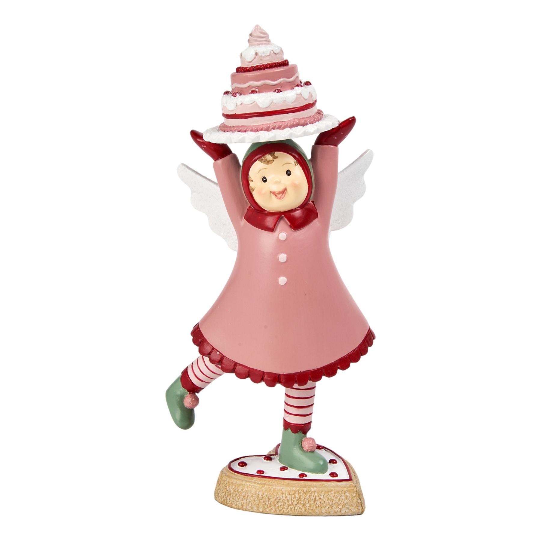 Pink Angel Holding Cake - Seasonal Decor