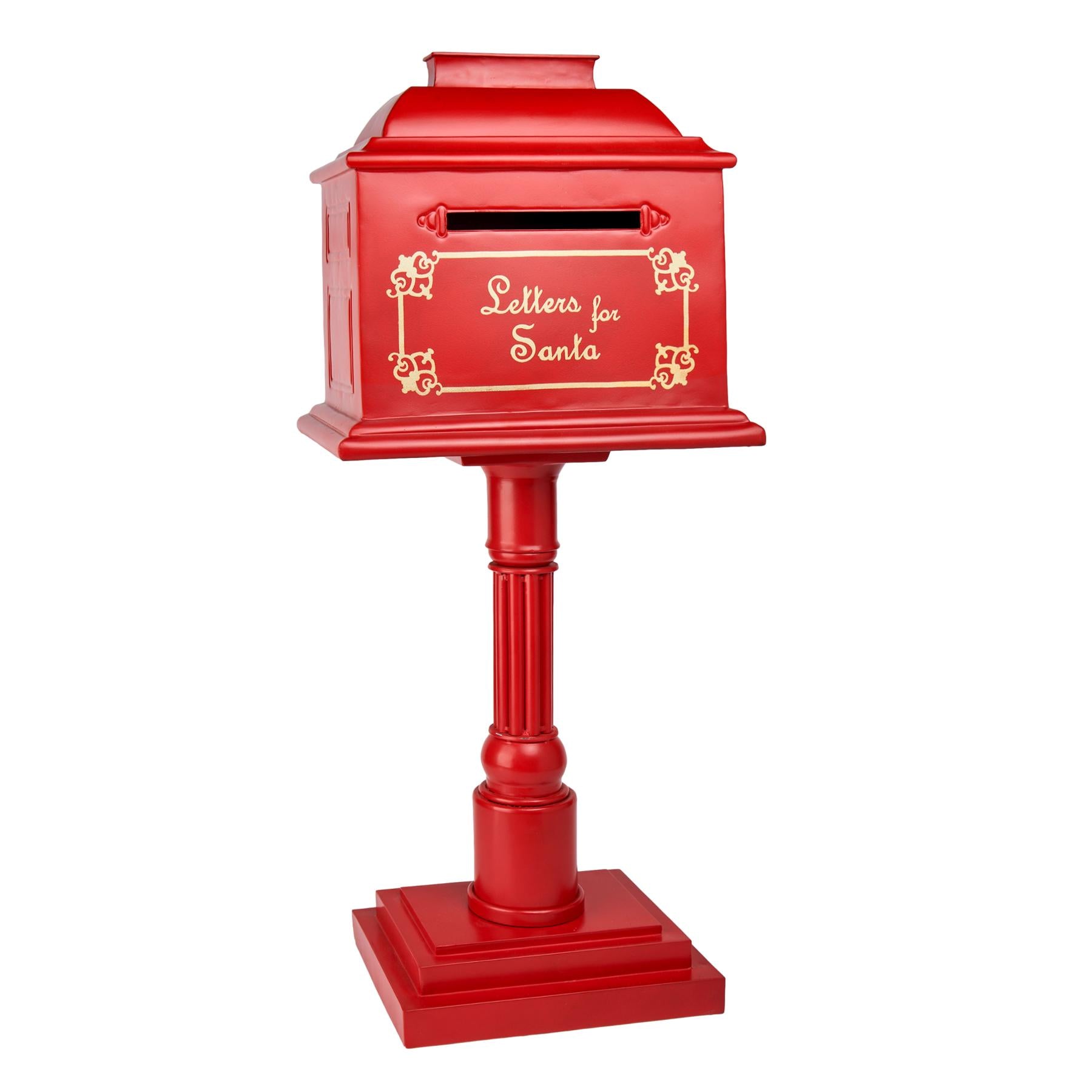 Red Metal Vintage Mailbox - Seasonal Decor