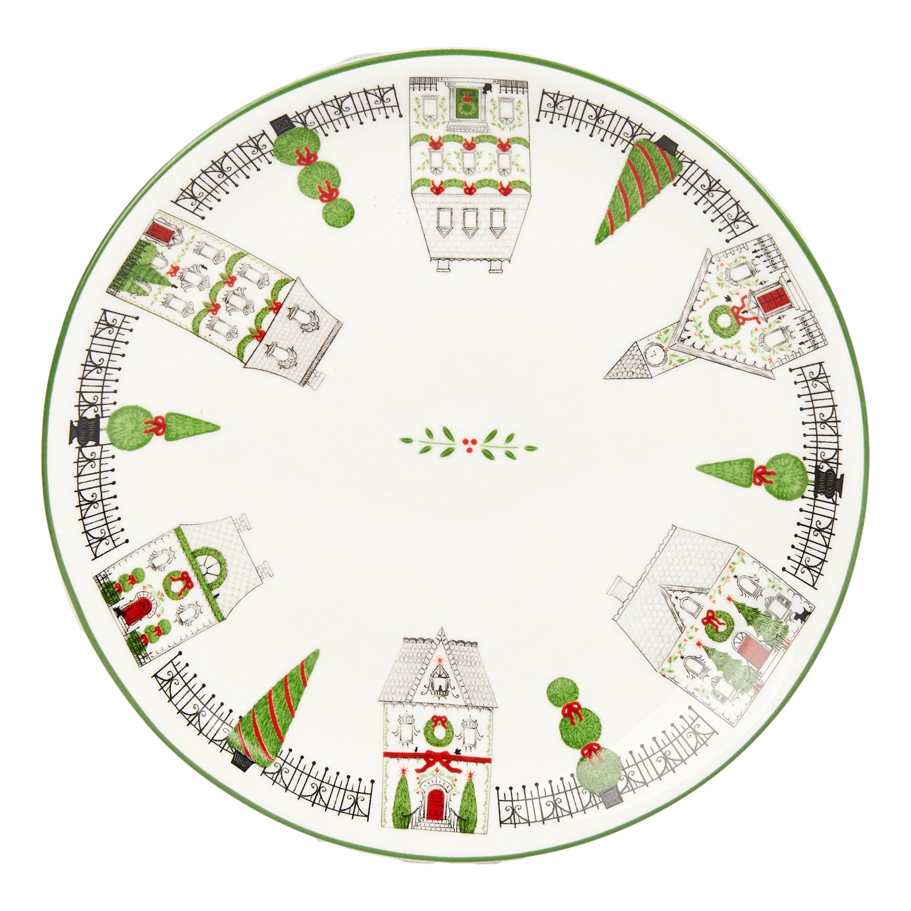 20cm White Tree House Plate - Seasonal Decor